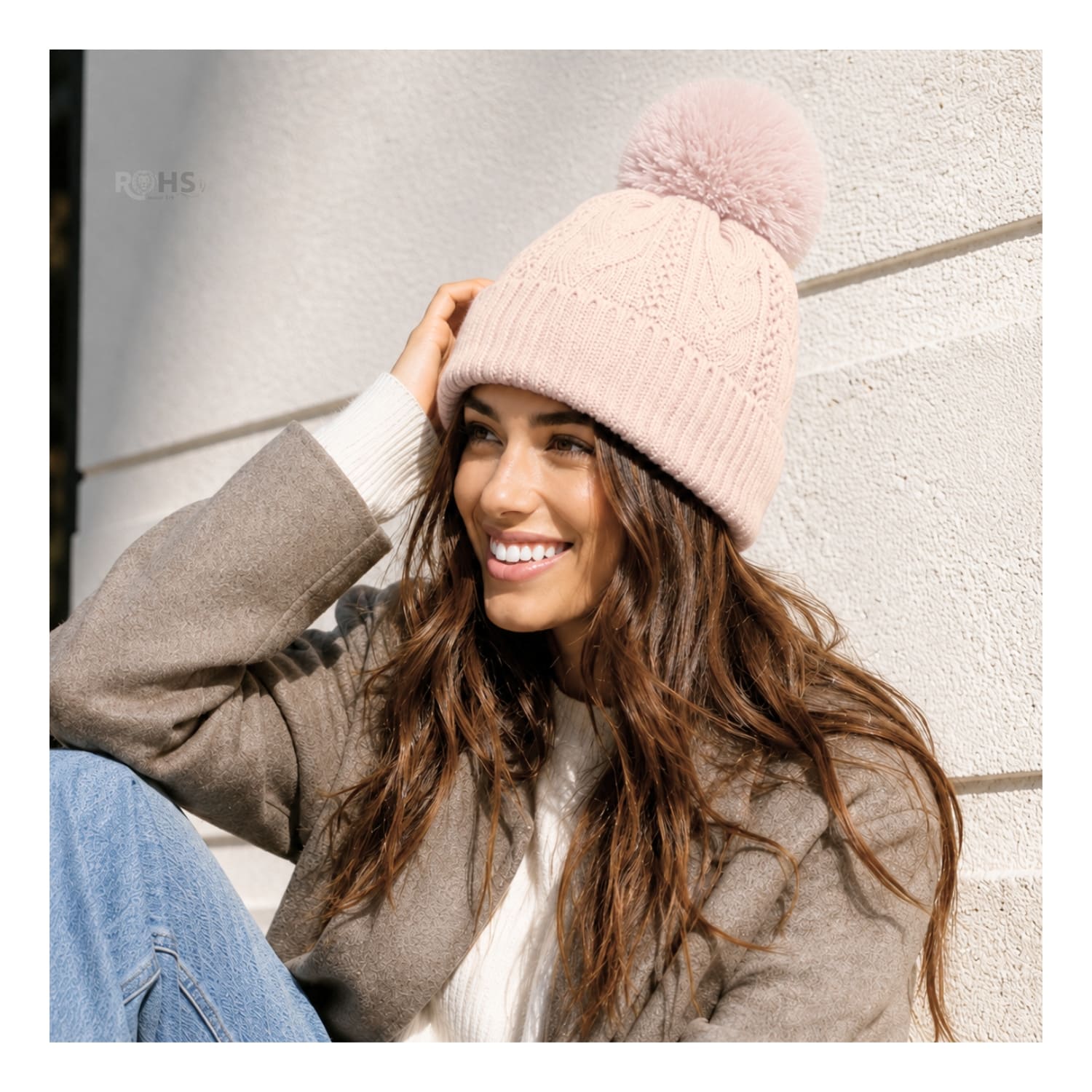 GORRO DE INVIERNO POLIÉSTER CON POMPÓN TEXTURIZADO COLOR ROSADO BEBÉ - 4