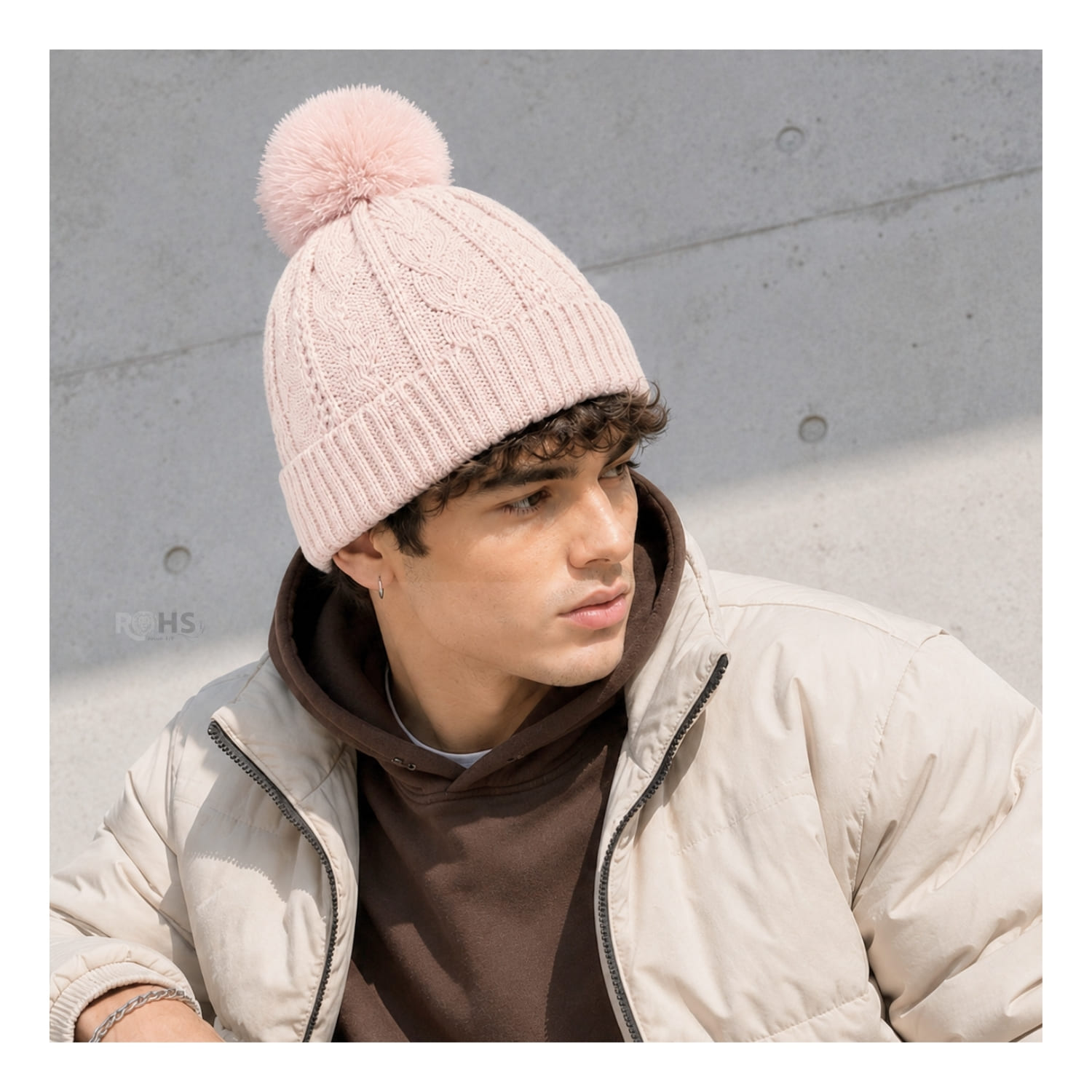 GORRO DE INVIERNO POLIÉSTER CON POMPÓN TEXTURIZADO COLOR ROSADO BEBÉ - 7
