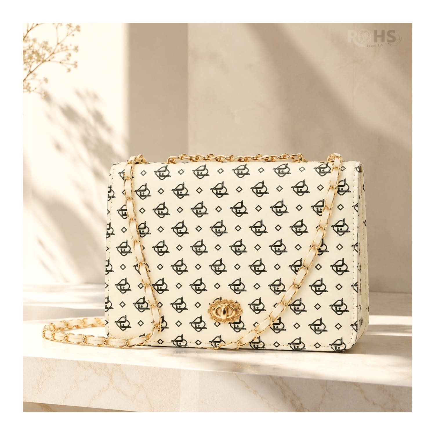 CARTERA ELEGANTE PARA MUJER CON CORREA DE CADENA Y DISEÑO CREMA - 2