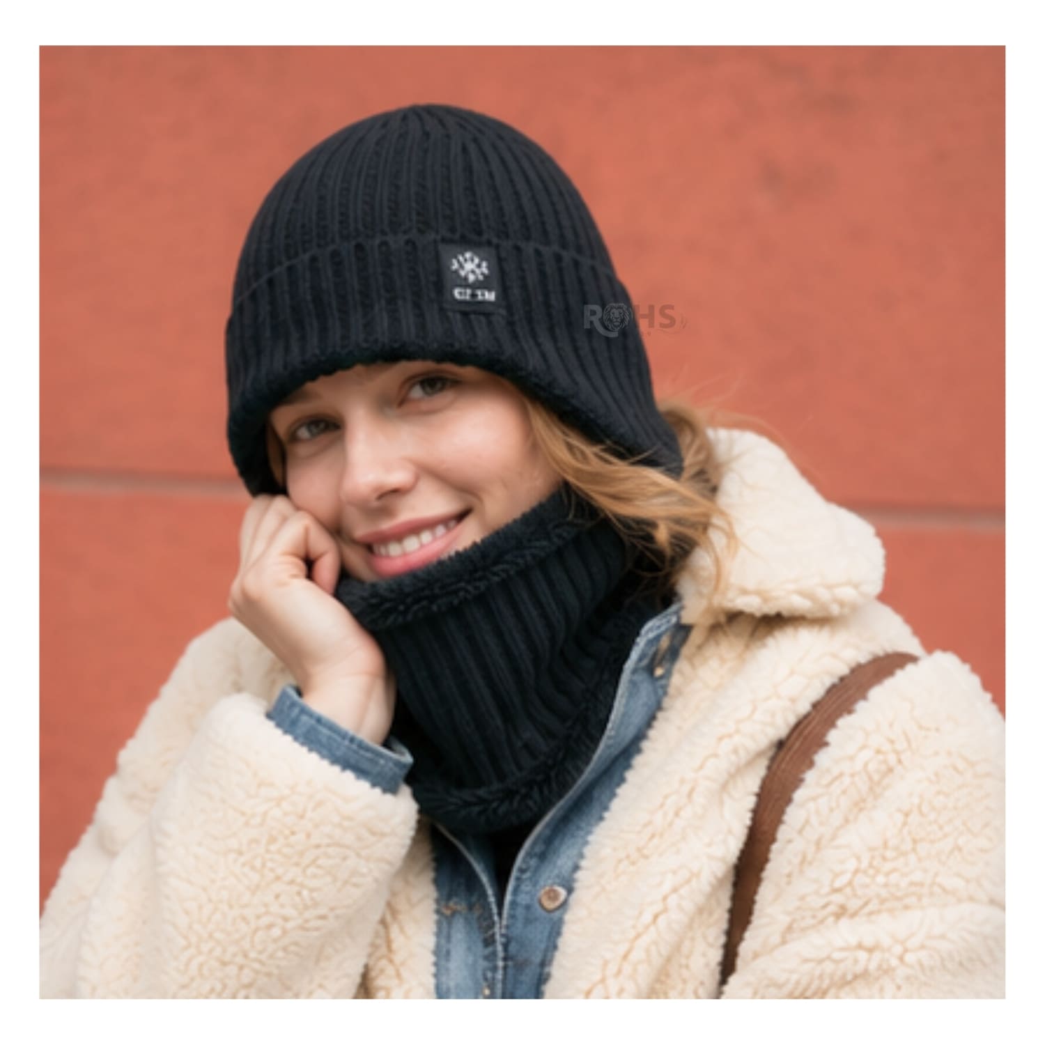 GORRO + CUELLERA POLIÉSTER AFELPADA PARA INVIERNO COLOR NEGRO - 6