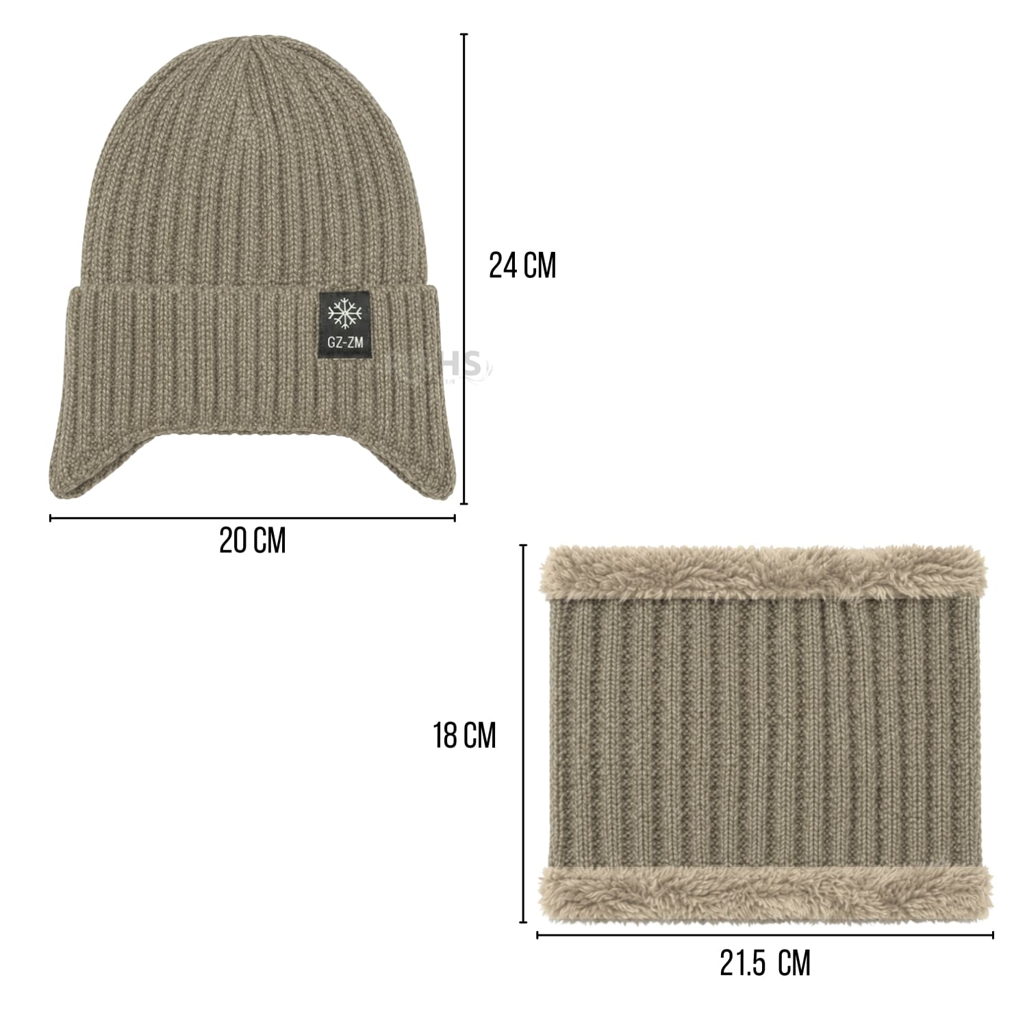 GORRO + CUELLERA POLIÉSTER AFELPADA PARA INVIERNO COLOR CAFÉ - 5