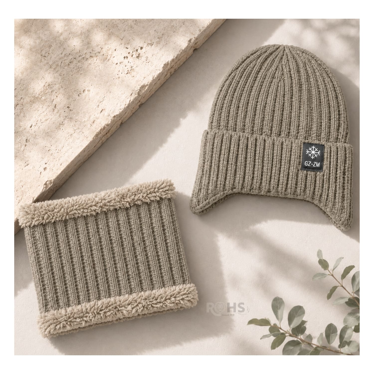 GORRO + CUELLERA POLIÉSTER AFELPADA PARA INVIERNO COLOR CAFÉ - 7
