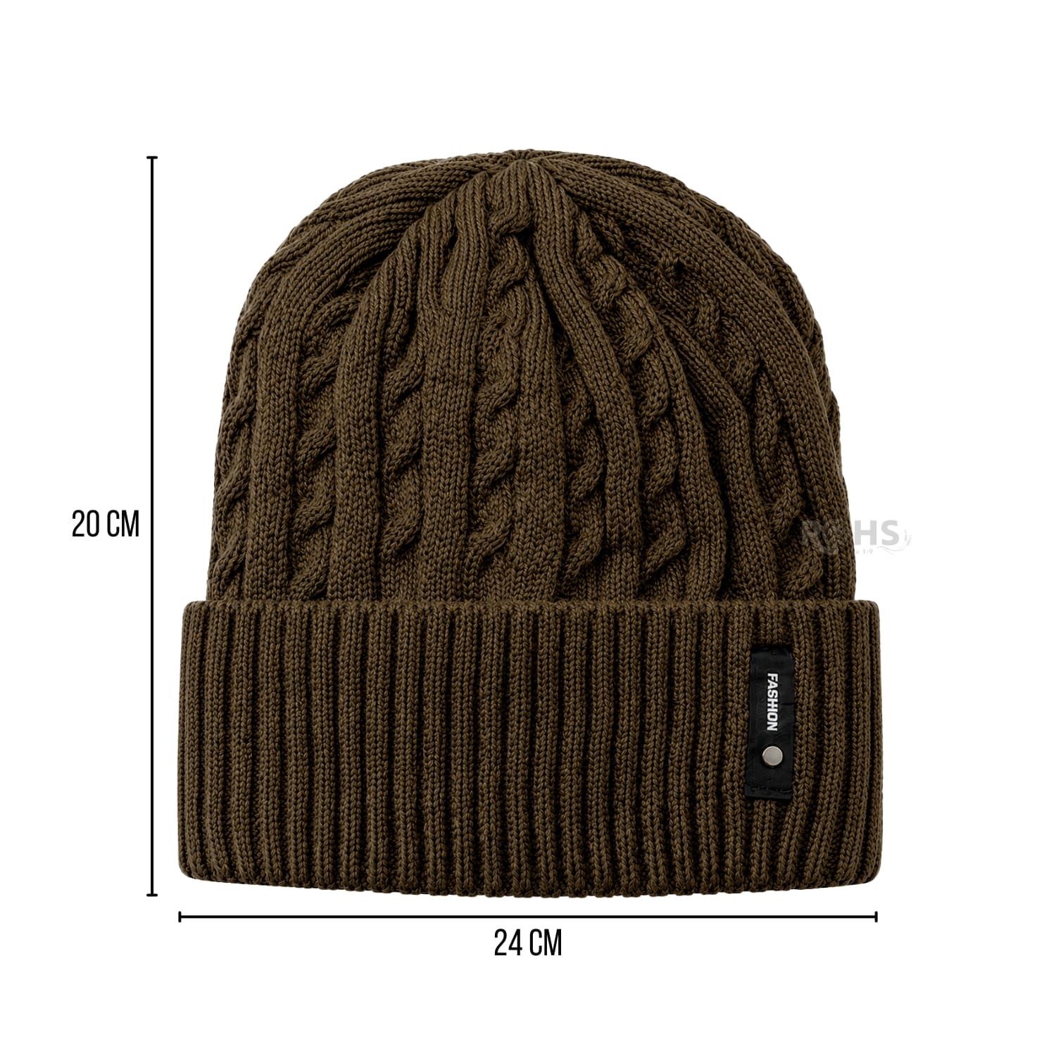 GORRO TEJIDO POLIÉSTER DISEÑO TRENZADO PARA INVIERNO COLOR MARRÓN - 2