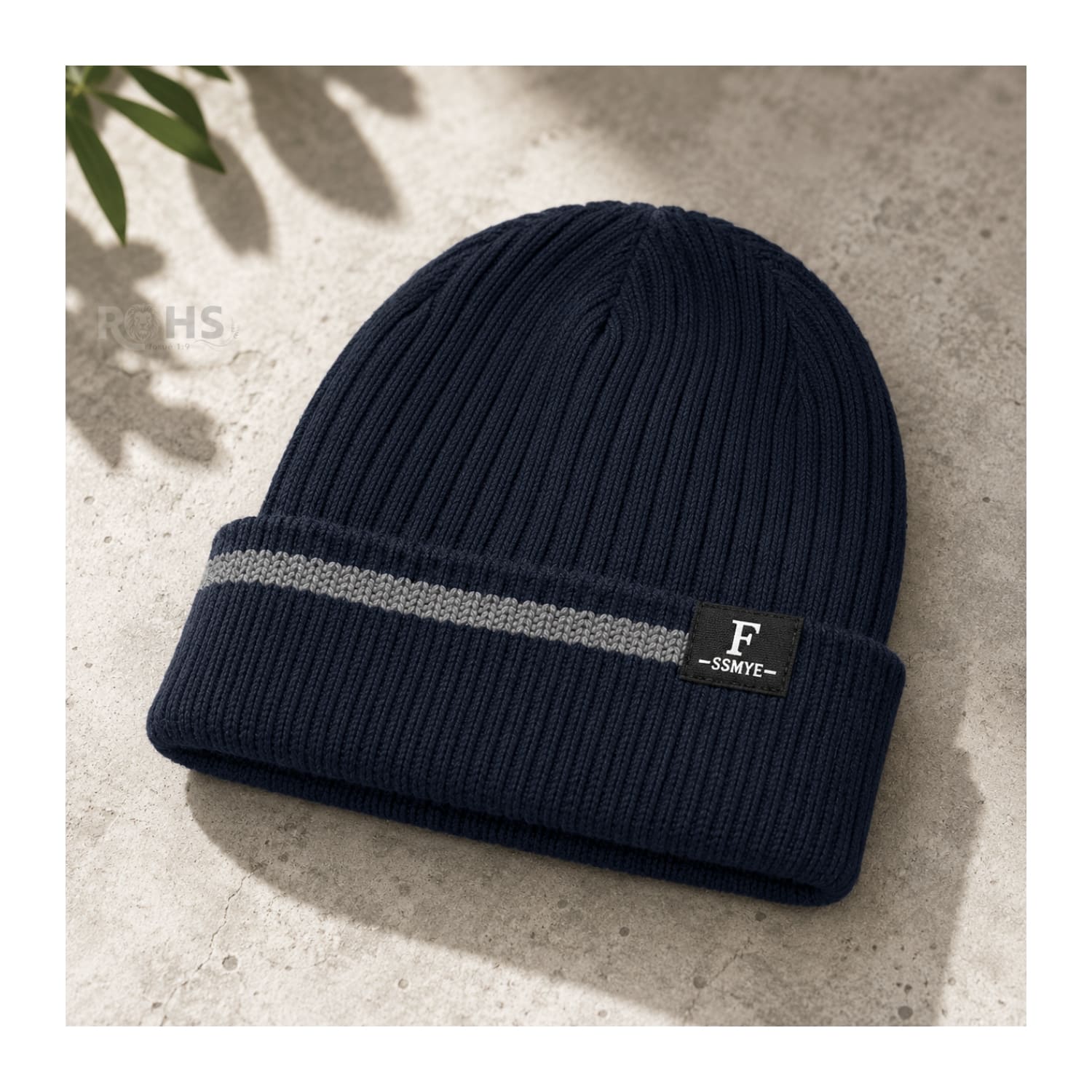 GORRO TEJIDO POLIÉSTER CON RAYA DECORATIVA PARA INVIERNO COLOR AZUL MARINO - 6