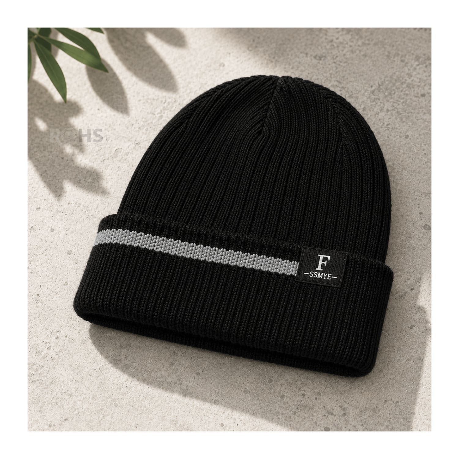 GORRO TEJIDO POLIÉSTER CON RAYA DECORATIVA PARA INVIERNO COLOR NEGRO - 6