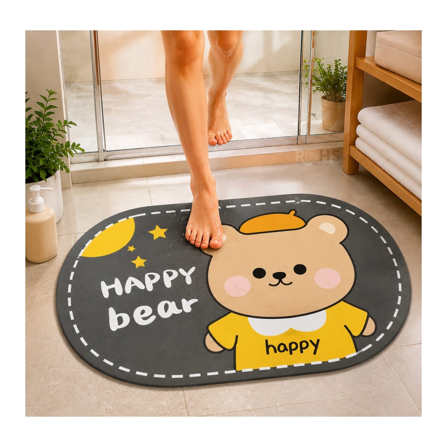 TAPETE DE BAÑO ANTIDESLIZANTE OSO GRIS 77 X 47.5 CM - 3