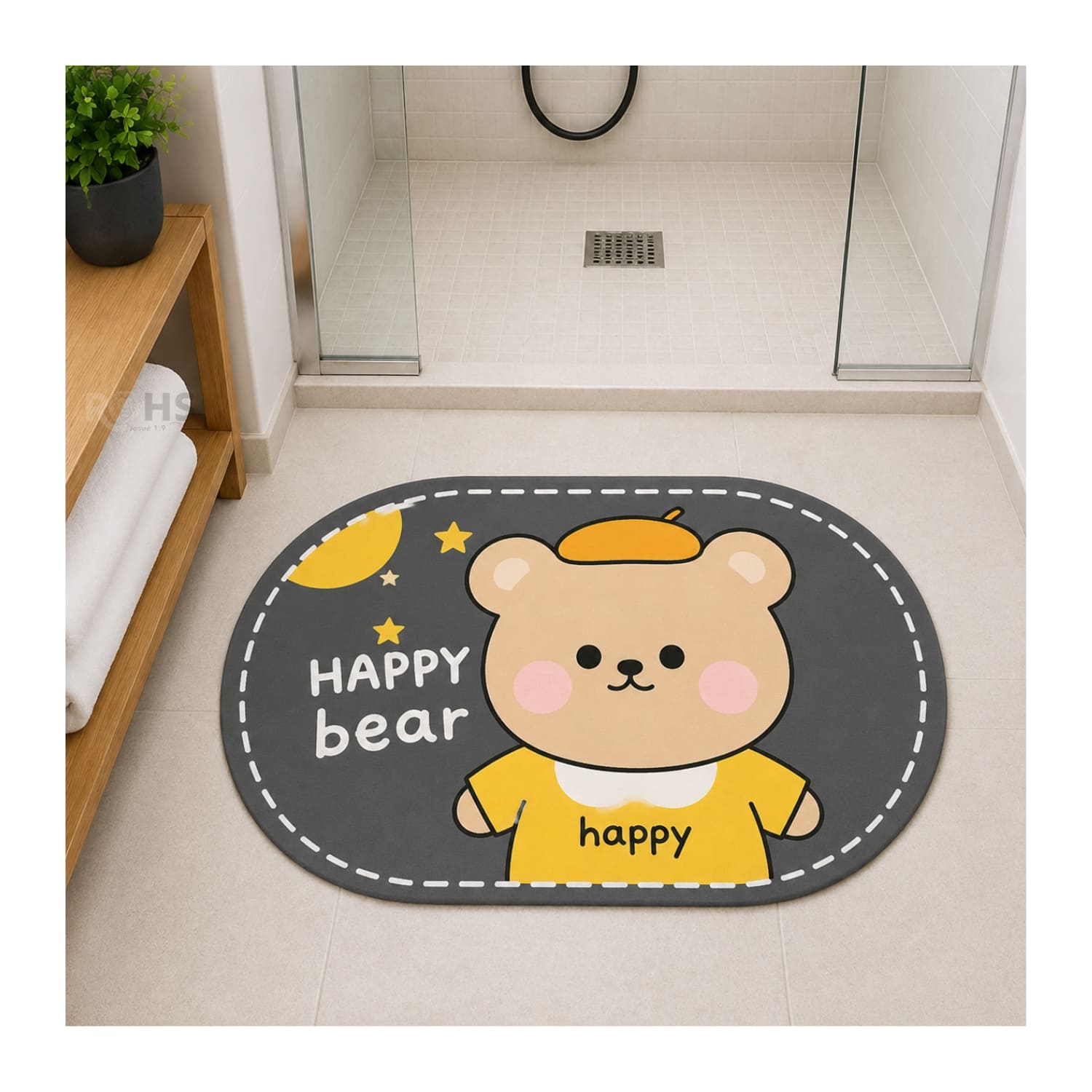 TAPETE DE BAÑO ANTIDESLIZANTE OSO GRIS 77 X 47.5 CM - 5