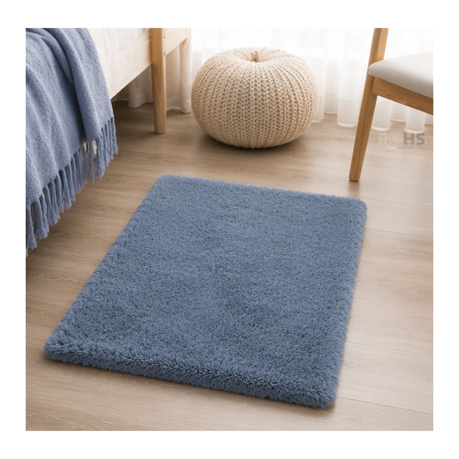 ALFOMBRA AFELPADA PEQUEÑA RECTANGULAR AZUL SUAVE 60 X 38.5 CM - 6