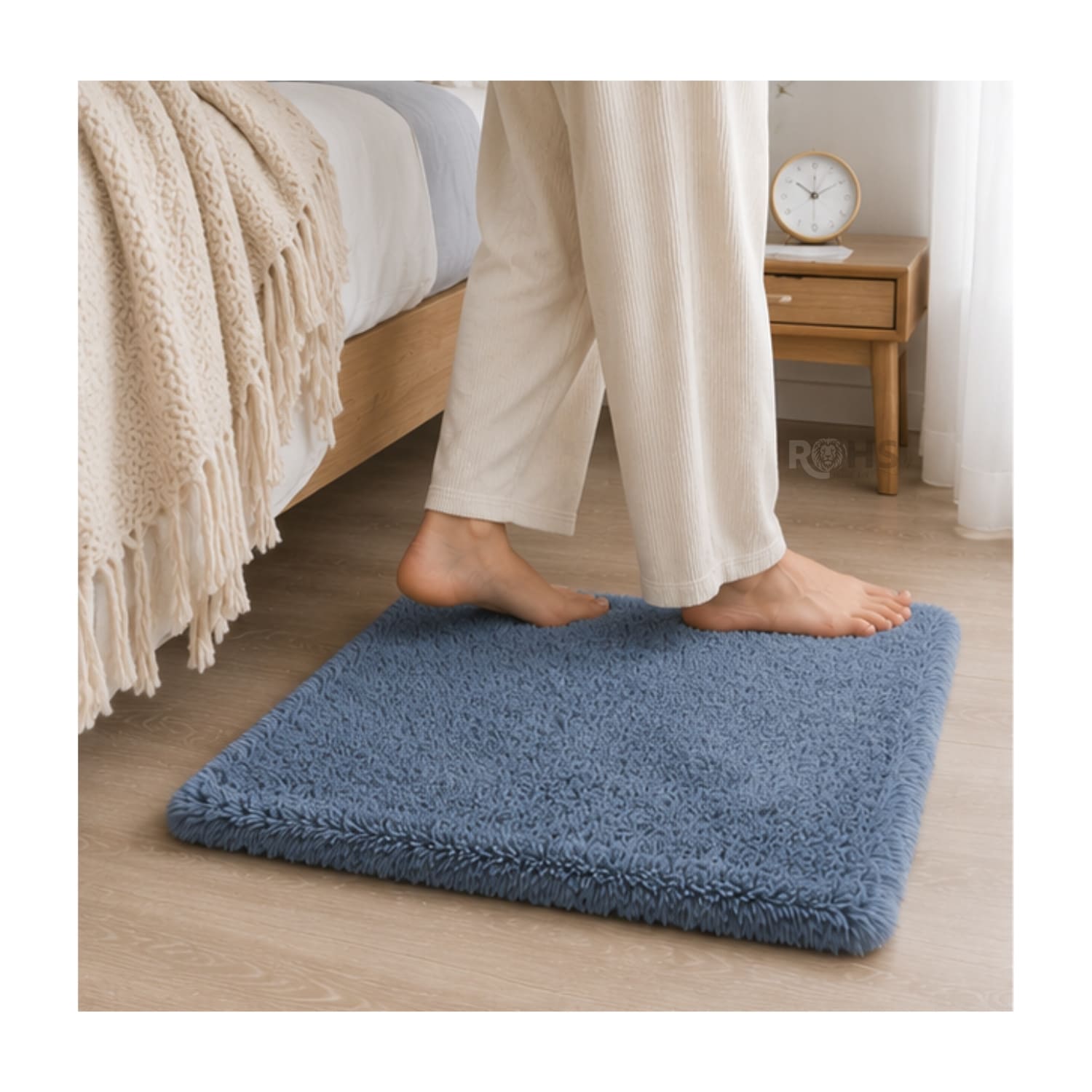 ALFOMBRA AFELPADA PEQUEÑA RECTANGULAR AZUL SUAVE 60 X 38.5 CM - 7