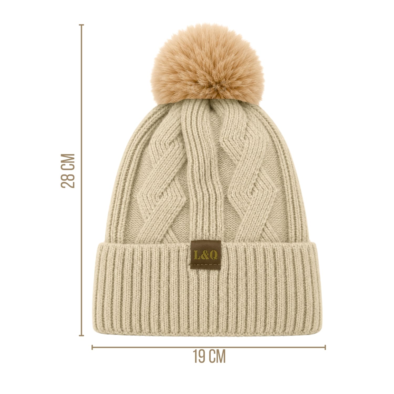 DÚO CHALINA REVERSIBLE TONO BEIGE Y GRIS CLARO Y GORRO TEJIDO CON POMPÓN TONO BEIGE CLARO - 2