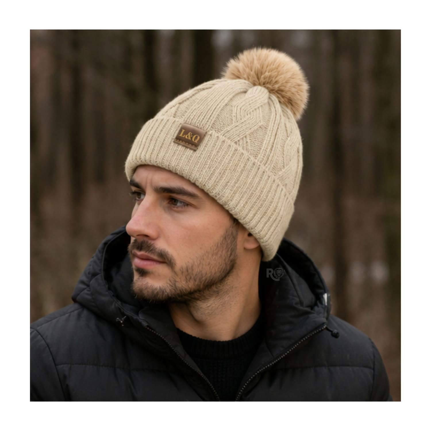 DÚO CHALINA REVERSIBLE TONO BEIGE Y GRIS CLARO Y GORRO TEJIDO CON POMPÓN TONO BEIGE CLARO - 6