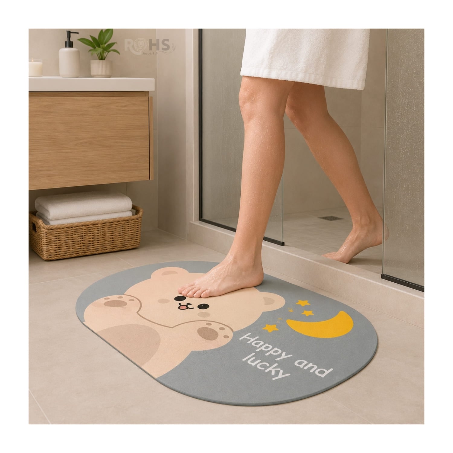 TAPETE DE BAÑO ANTIDESLIZANTE OSO GRIS 77 X 47.5 CM - 1