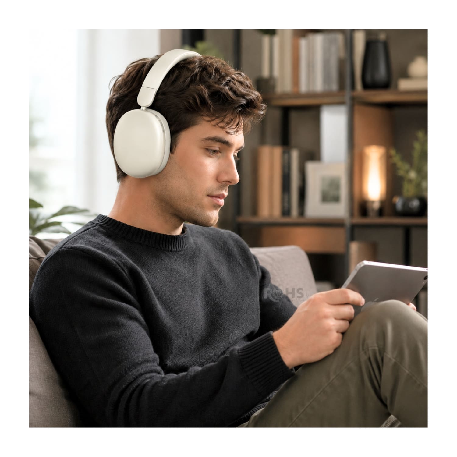 AUDÍFONOS BLUETOOTH KIMISO K601 COLOR BLANCO CON REDUCCIÓN DE RUIDO Y BLUETOOTH 5.4 - 6