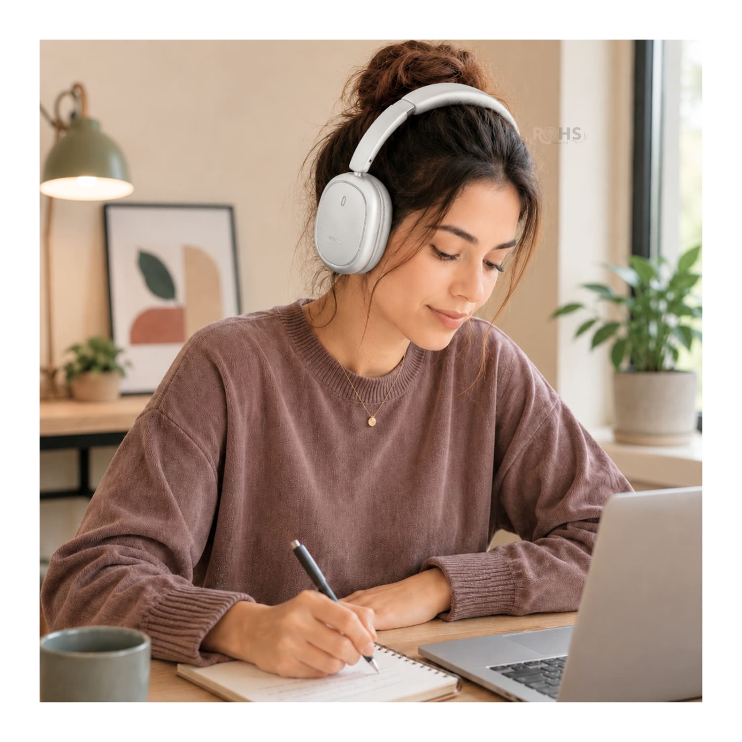 AUDÍFONOS BLUETOOTH KIMISO PLATEADO CON CANCELACIÓN DE RUIDO Y DISEÑO PLEGABLE ACOLCHADO - 4