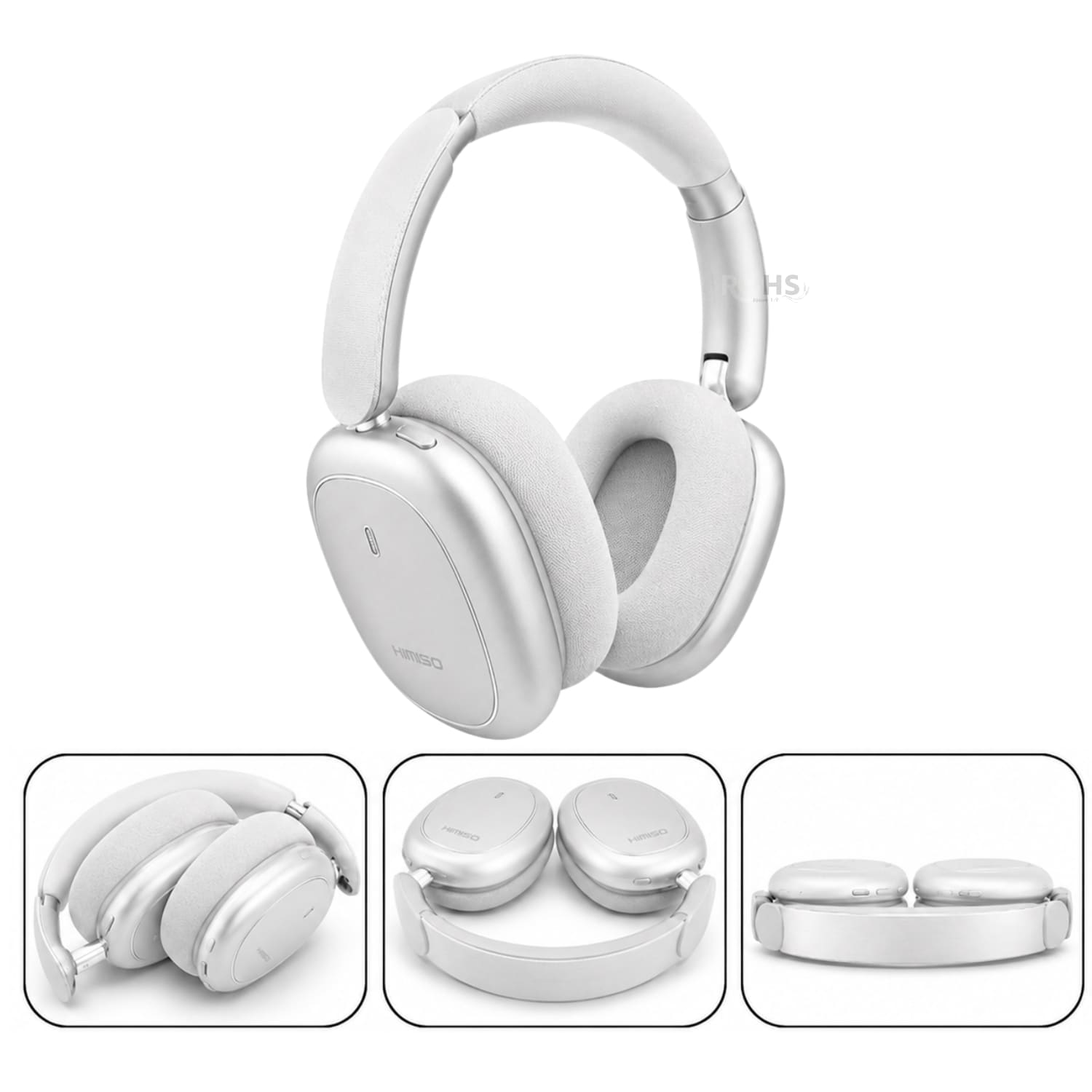 AUDÍFONOS BLUETOOTH KIMISO PLATEADO CON CANCELACIÓN DE RUIDO Y DISEÑO PLEGABLE ACOLCHADO - 5