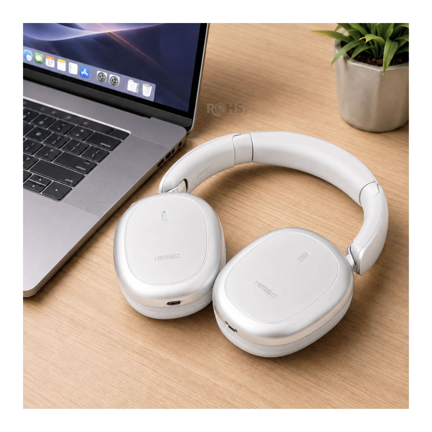 AUDÍFONOS BLUETOOTH KIMISO PLATEADO CON CANCELACIÓN DE RUIDO Y DISEÑO PLEGABLE ACOLCHADO - 6