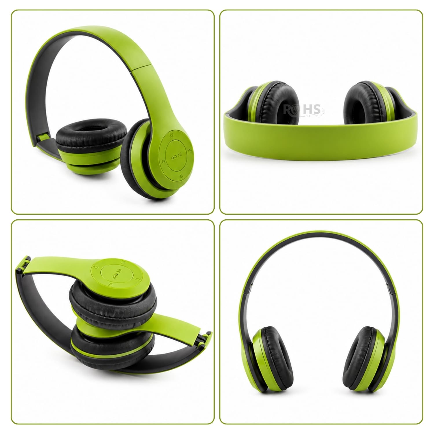 AUDÍFONOS BLUETOOTH P47 PLEGABLES RECARGABLES COLOR VERDE CON MICRÓFONO INTEGRADO - 5