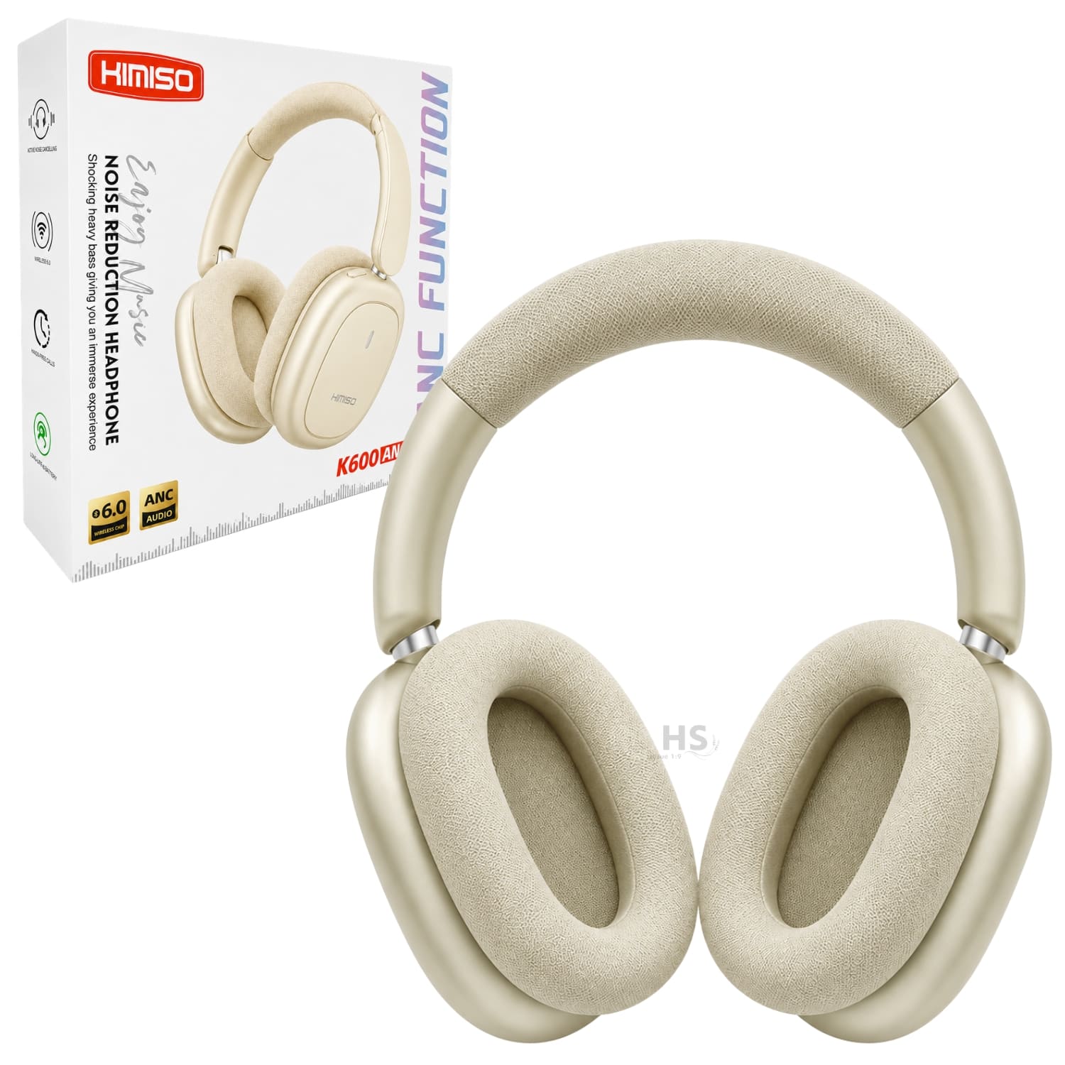AUDÍFONOS BLUETOOTH KIMISO DORADO CON CANCELACIÓN DE RUIDO Y DISEÑO PLEGABLE ACOLCHADO - 1