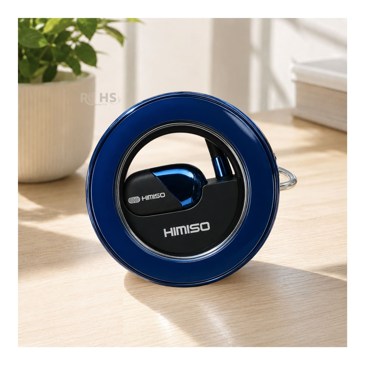 AUDÍFONOS BLUETOOTH KIMISO CON GANCHO PARA OREJA Y ESTUCHE RECARGABLE COLOR AZUL - 4