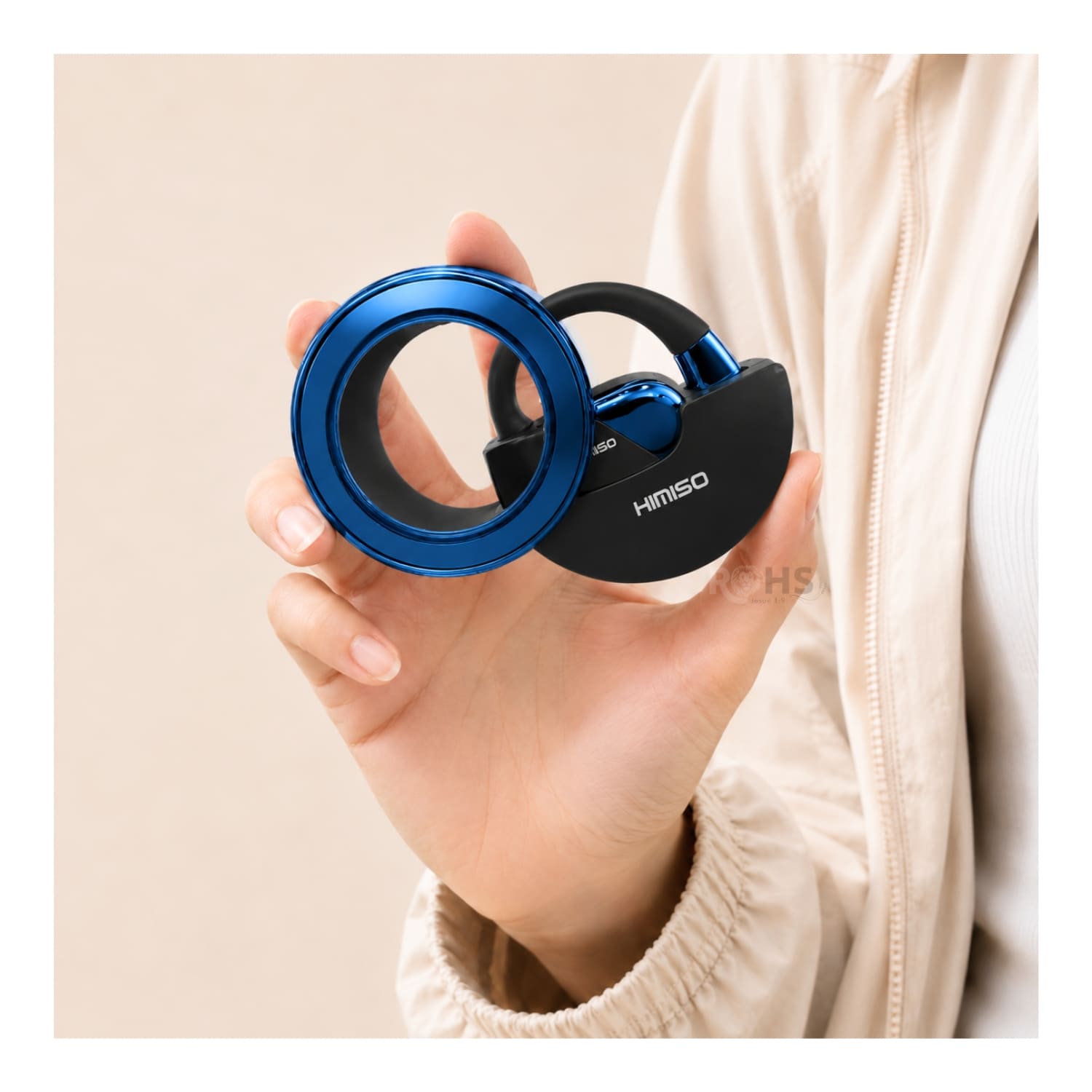 AUDÍFONOS BLUETOOTH KIMISO CON GANCHO PARA OREJA Y ESTUCHE RECARGABLE COLOR AZUL - 7