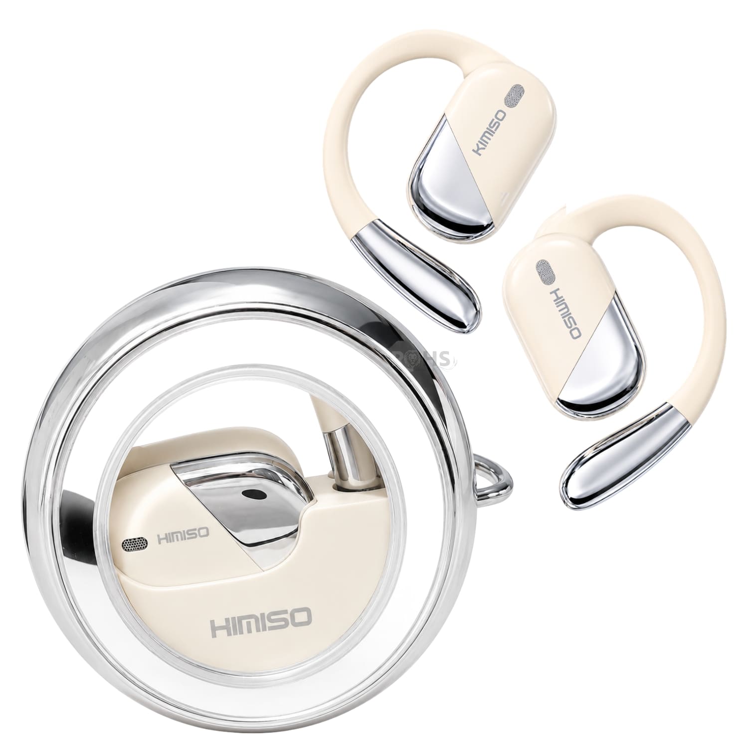 AUDÍFONOS BLUETOOTH KIMISO CON GANCHO PARA OREJA Y ESTUCHE RECARGABLE COLOR BLANCO - 2