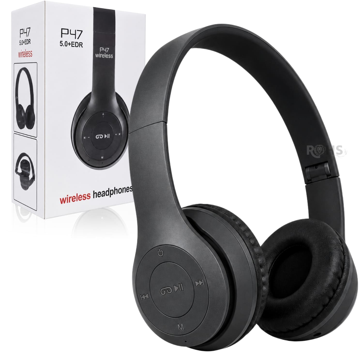 AUDÍFONOS BLUETOOTH P47 PLEGABLES RECARGABLES COLOR NEGRO CON MICRÓFONO INTEGRADO - 1