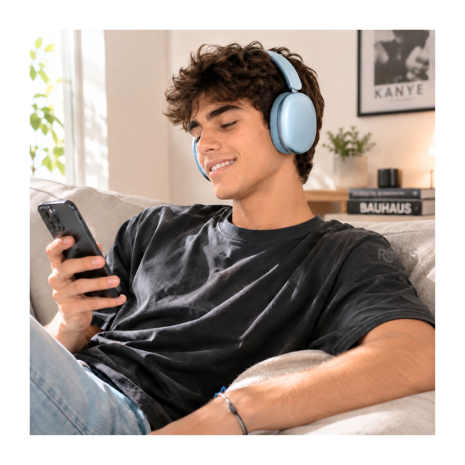 AUDÍFONOS BLUETOOTH KIMISO K601 COLOR CELESTE CON REDUCCIÓN DE RUIDO Y BLUETOOTH 5.4 - 3