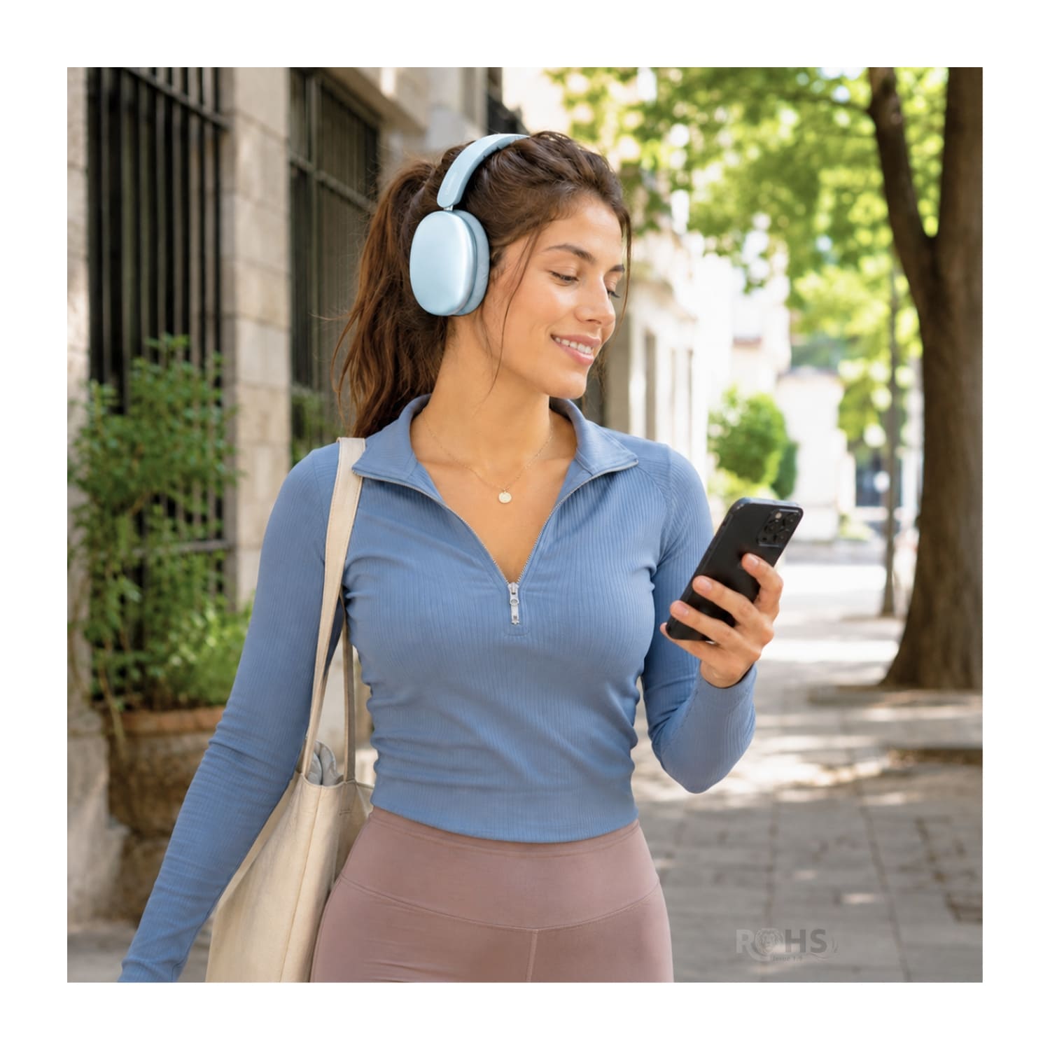 AUDÍFONOS BLUETOOTH KIMISO K601 COLOR CELESTE CON REDUCCIÓN DE RUIDO Y BLUETOOTH 5.4 - 5