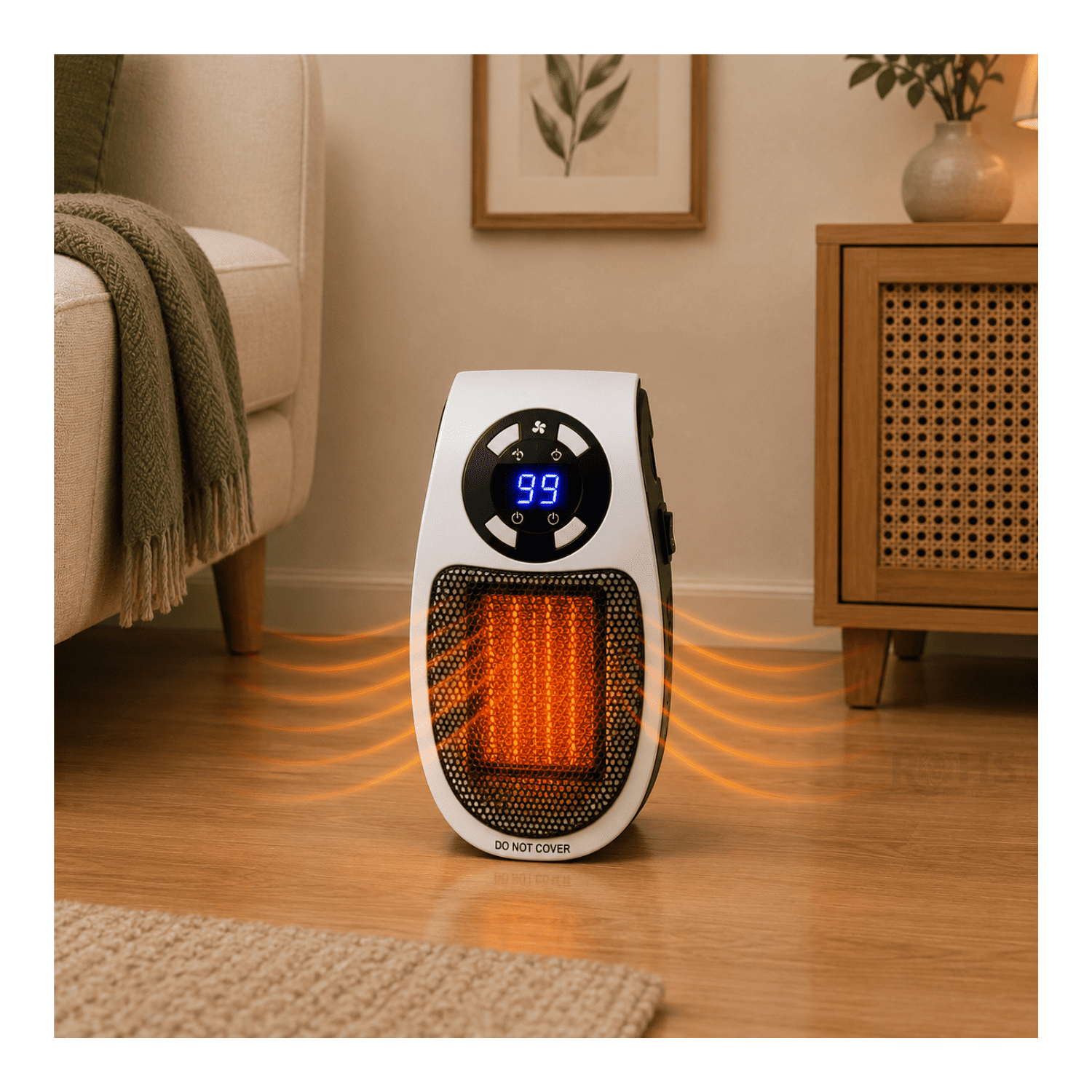 CALENTADOR ELÉCTRICO PORTÁTIL 500W CON PANTALLA DIGITAL CONTROL REMOTO Y TEMPORIZADOR - 7