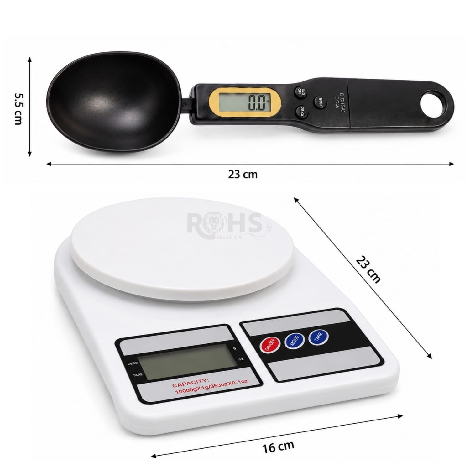 DÚO BALANZA DIGITAL DE COCINA + CUCHARA GRAMERA DIGITAL NEGRO CON MEDICIÓN PRECISA - 5