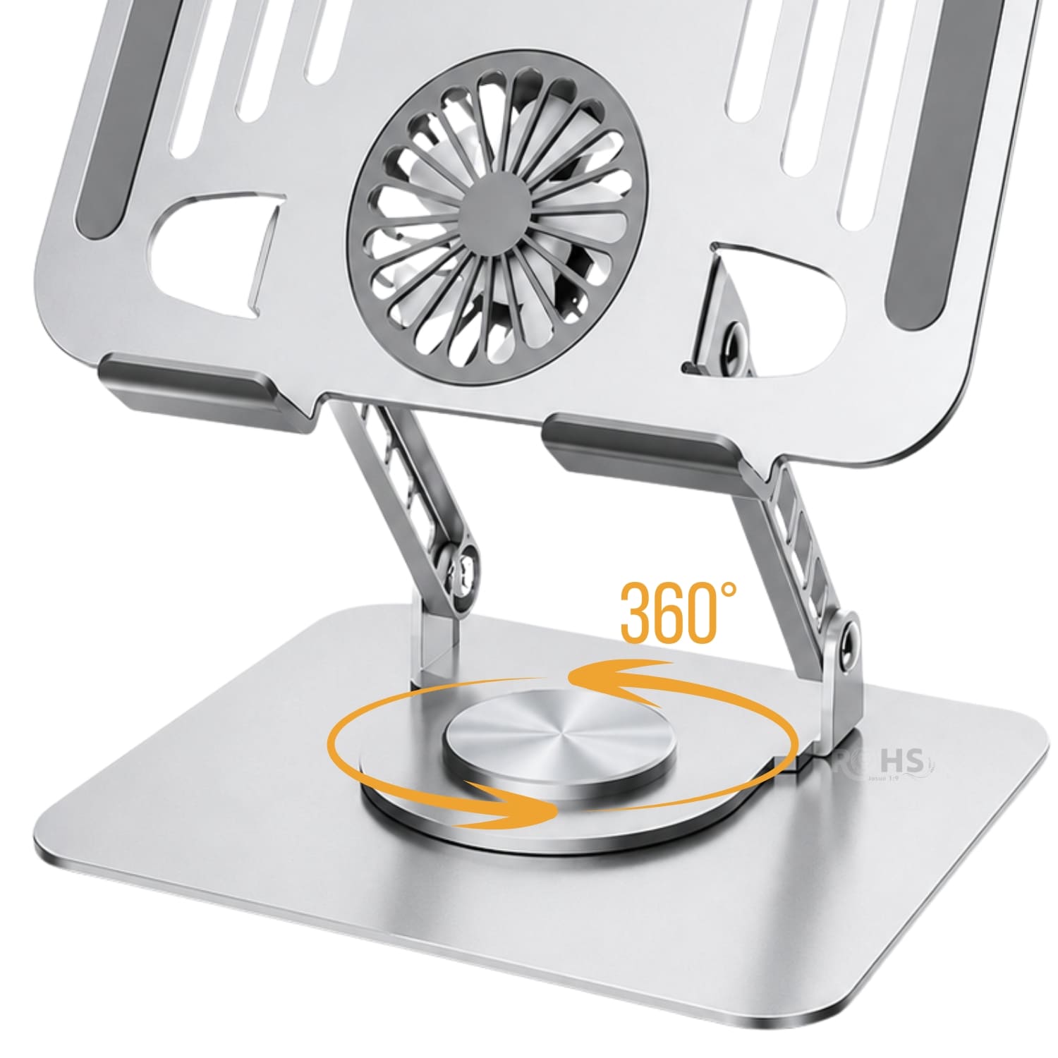 SOPORTE PLATEADO PARA LAPTOP DE ALUMINIO CON BASE GIRATORIA 360° - 2