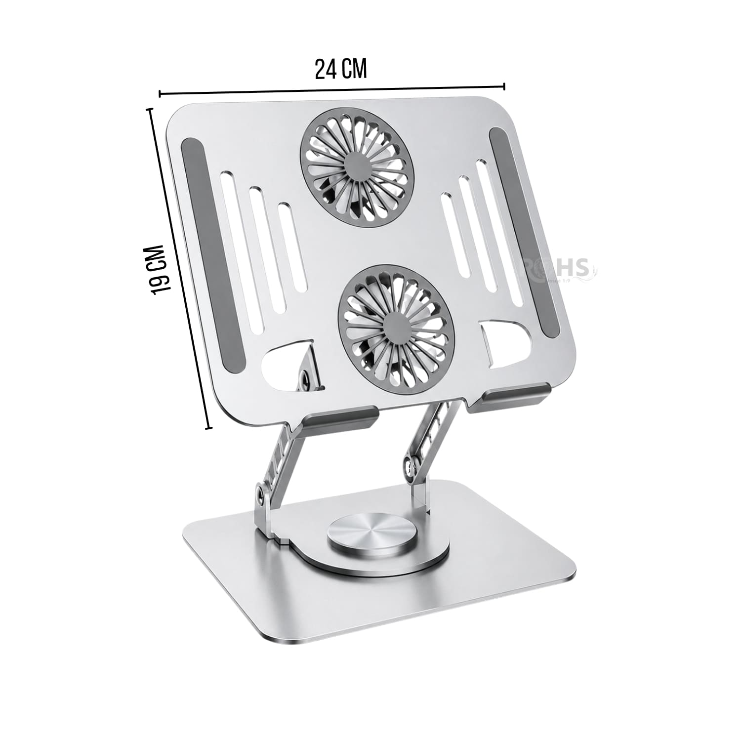 SOPORTE PLATEADO PARA LAPTOP DE ALUMINIO CON BASE GIRATORIA 360° - 4