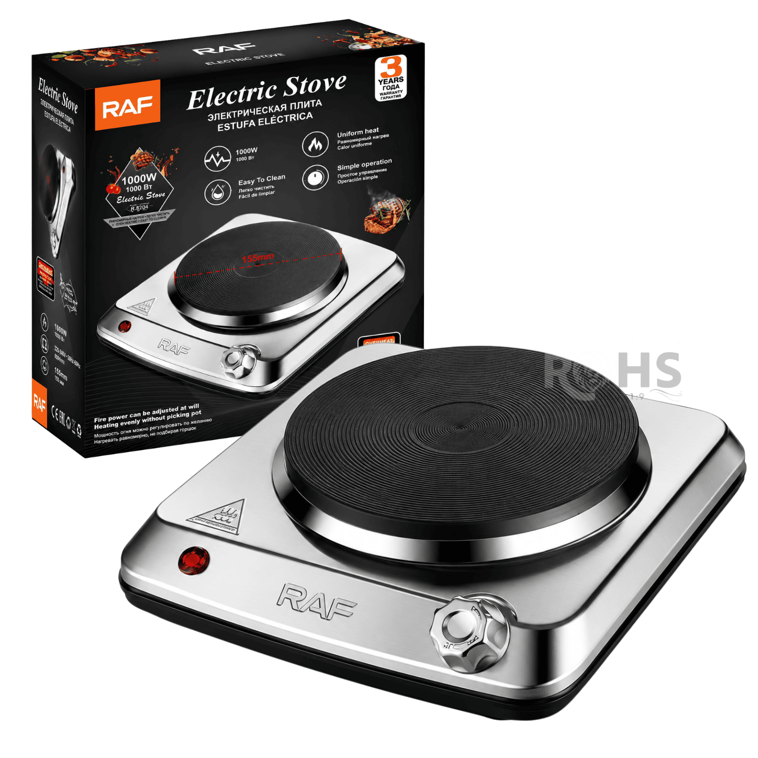 COCINA ELÉCTRICA PORTÁTIL RAF R.8204 CONTROL DE TEMPERATURA Y PROTECCIÓN CONTRA SOBRECALENTAMIENTO - 6