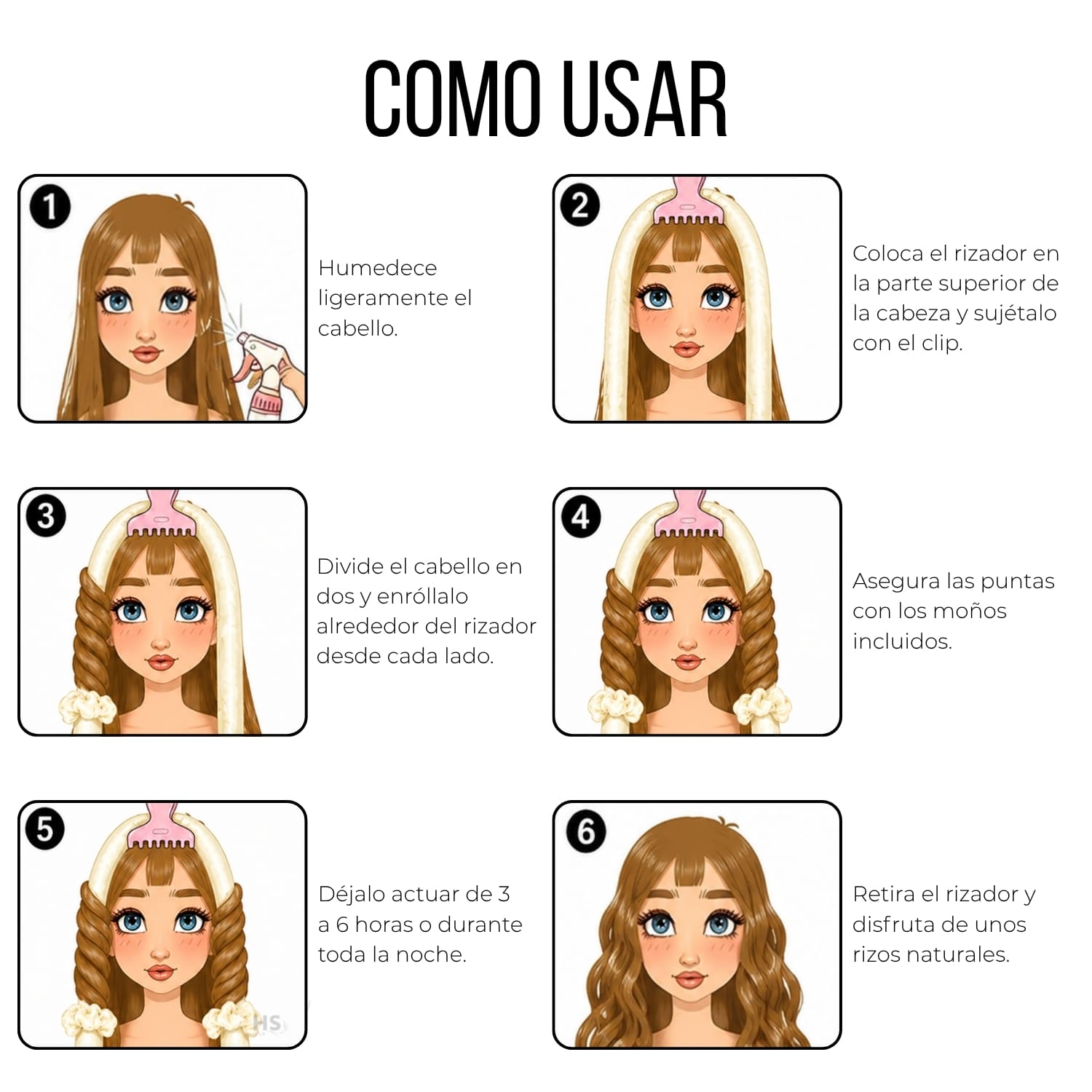 KIT RIZADOR CREMA DE CABELLO SIN CALOR CON ACCESORIOS RIZOS NATURALES - 2
