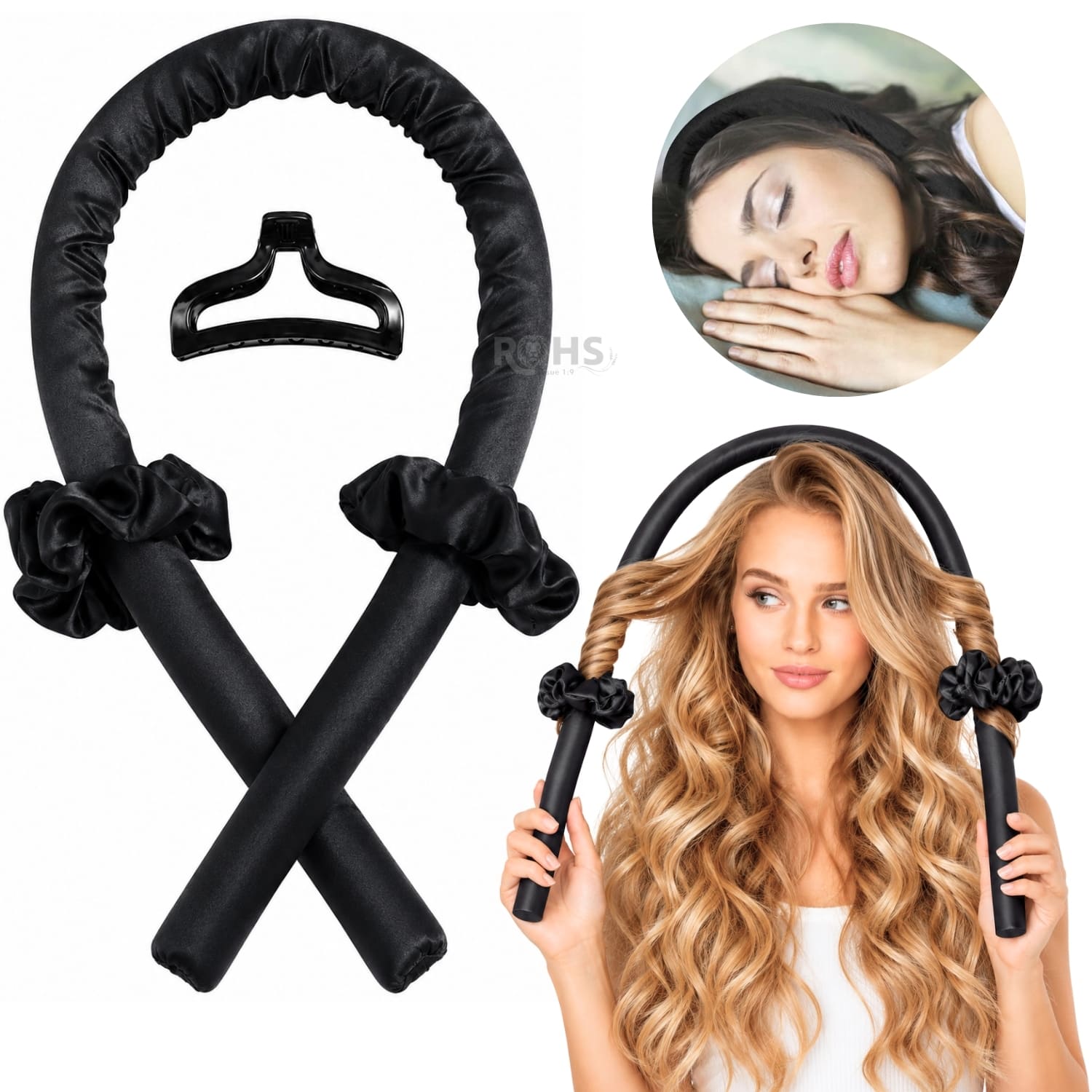 KIT RIZADOR NEGRO DE CABELLO SIN CALOR CON ACCESORIOS RIZOS NATURALES - 1