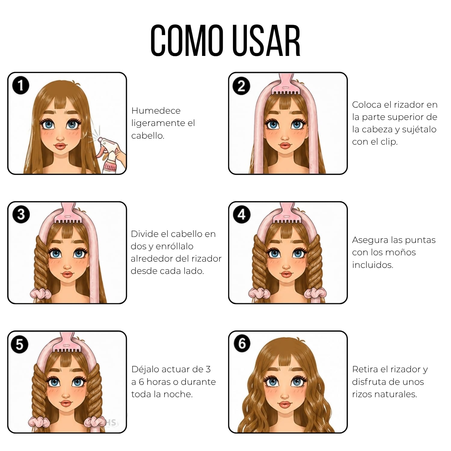 KIT RIZADOR ROSE GOLD DE CABELLO SIN CALOR CON ACCESORIOS RIZOS NATURALES - 2
