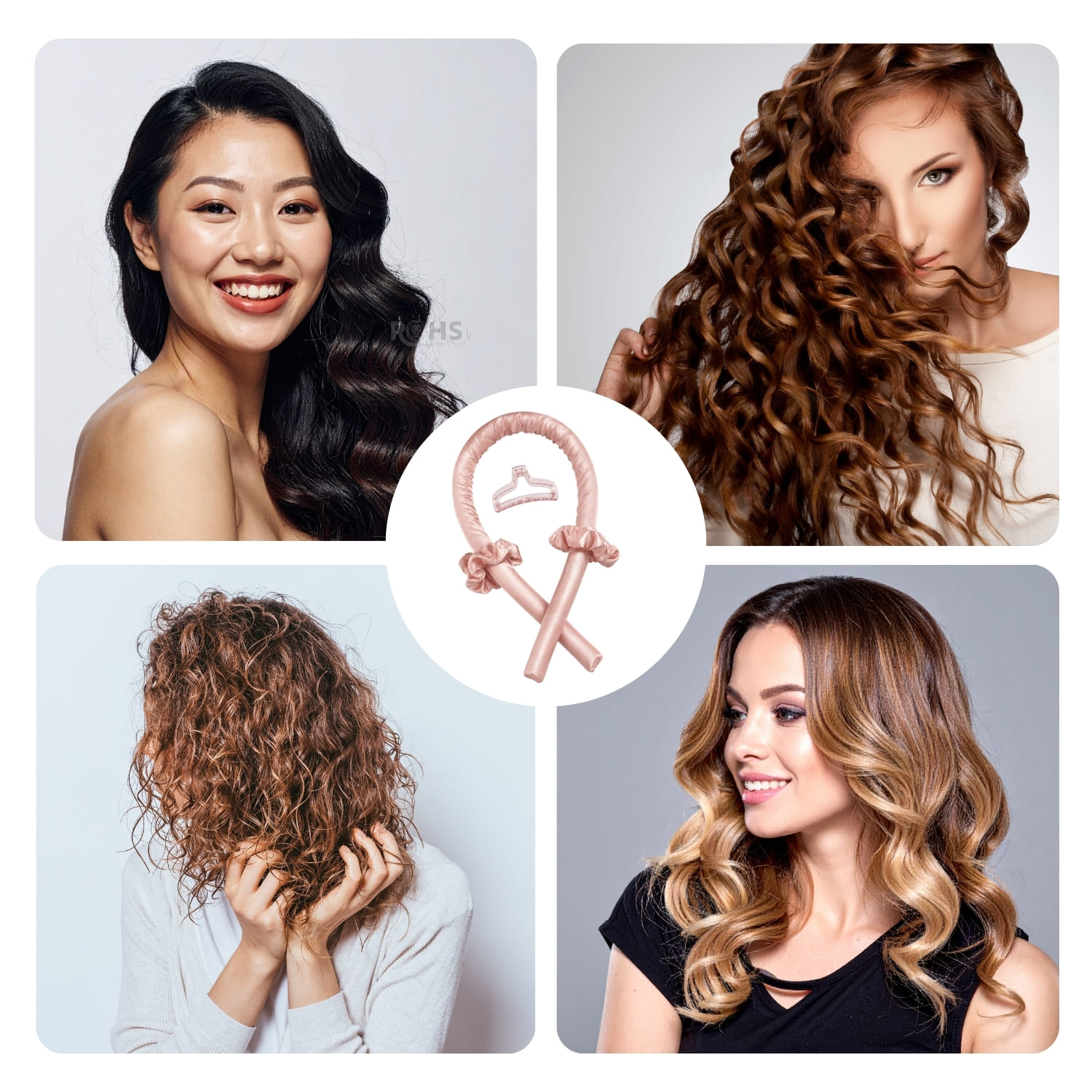 KIT RIZADOR ROSE GOLD DE CABELLO SIN CALOR CON ACCESORIOS RIZOS NATURALES - 4