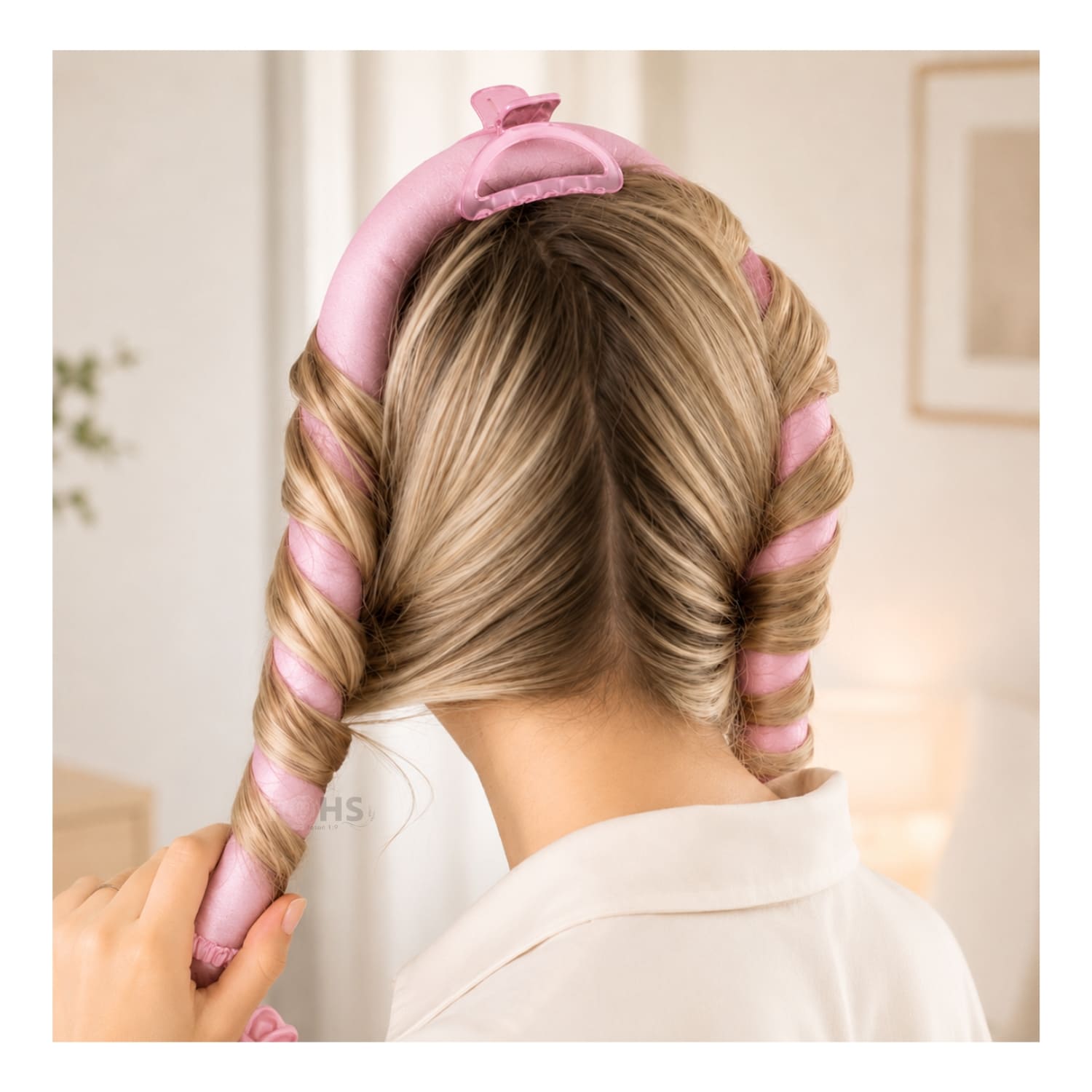 KIT RIZADOR ROSADO DE CABELLO SIN CALOR CON ACCESORIOS RIZOS NATURALES - 2