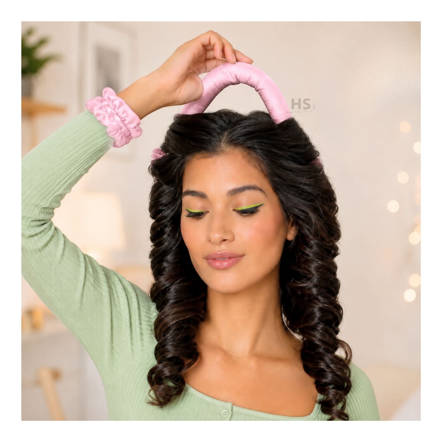KIT RIZADOR ROSADO DE CABELLO SIN CALOR CON ACCESORIOS RIZOS NATURALES - 5