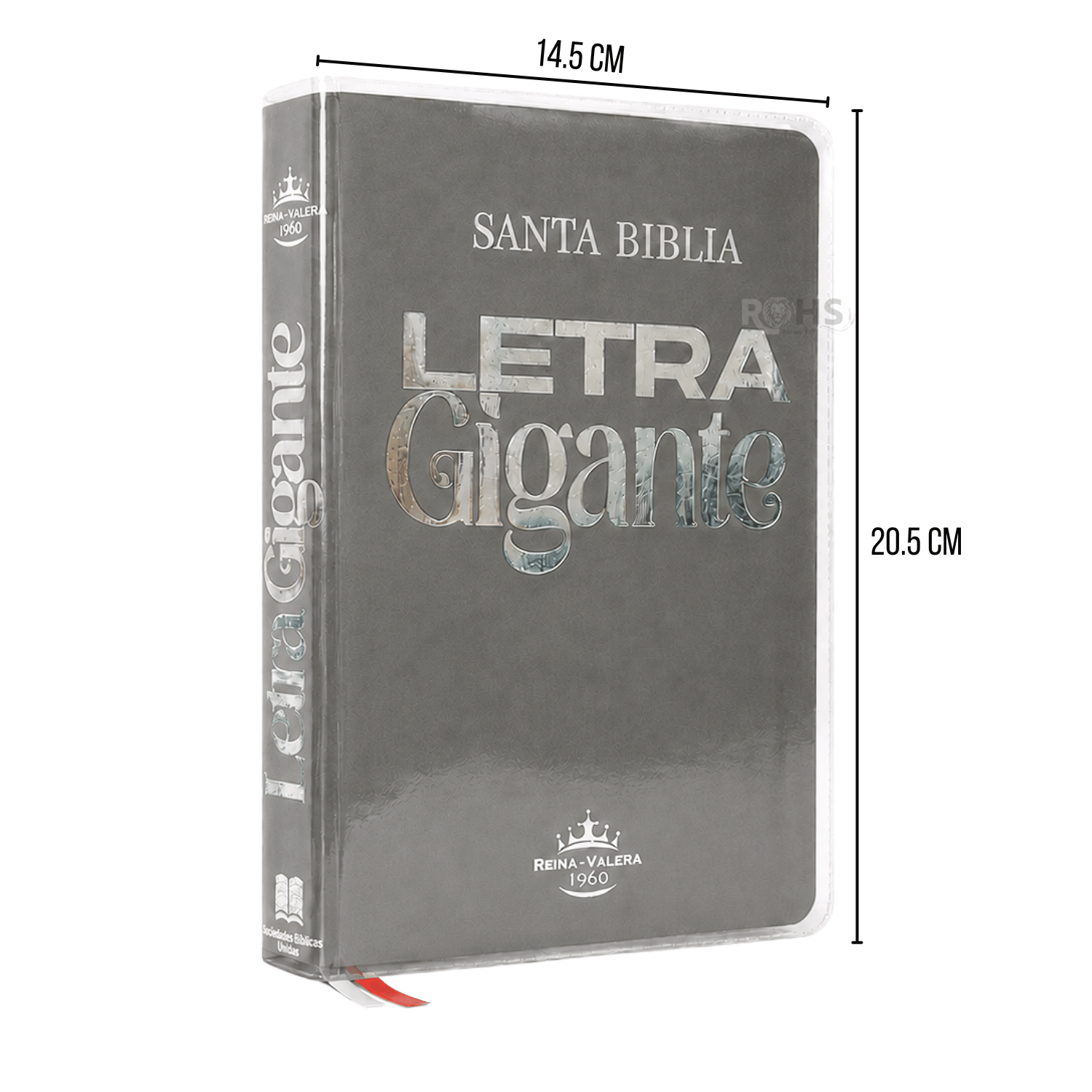 BIBLIA REINA VALERA 1960 - LETRA GIGANTE - 14 PUNTOS - COLOR GRIS CON FORRO TRANSPARENTE Y TABS - 3
