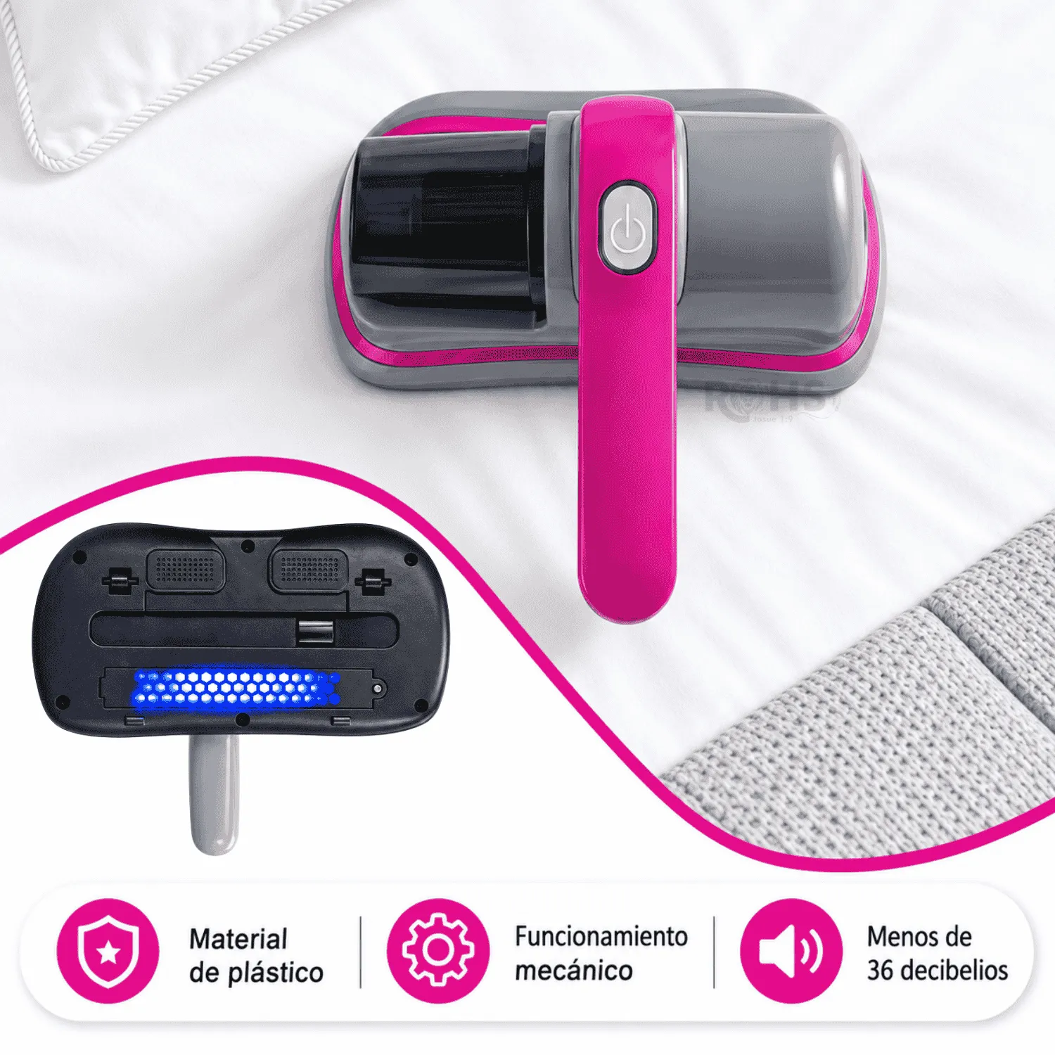 ASPIRADORA INALÁMBRICA ANTI ÁCAROS DE MANO CON LUZ UV PORTÁTIL PARA COLCHÓN Y SOFÁ - 3