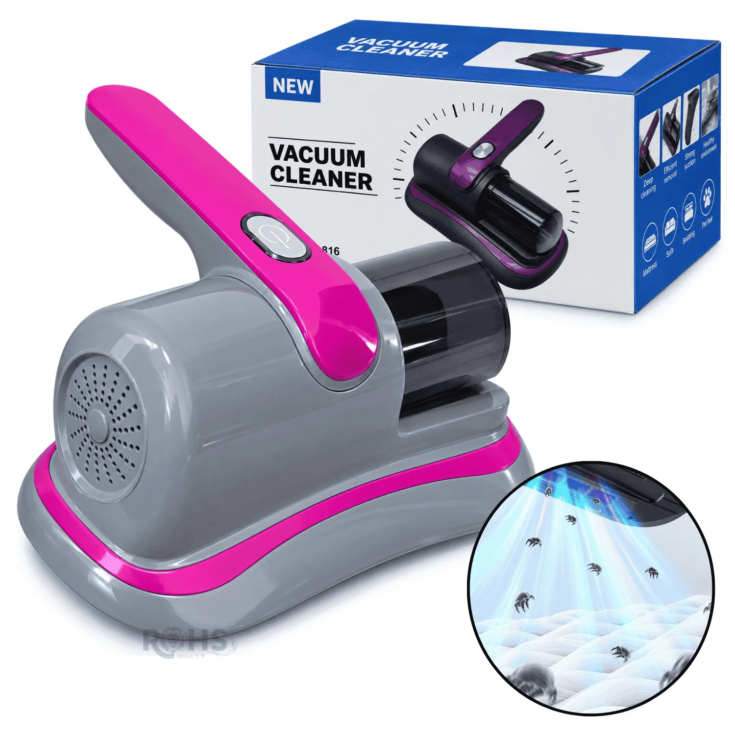 ASPIRADORA INALÁMBRICA ANTI ÁCAROS DE MANO CON LUZ UV PORTÁTIL PARA COLCHÓN Y SOFÁ - 4