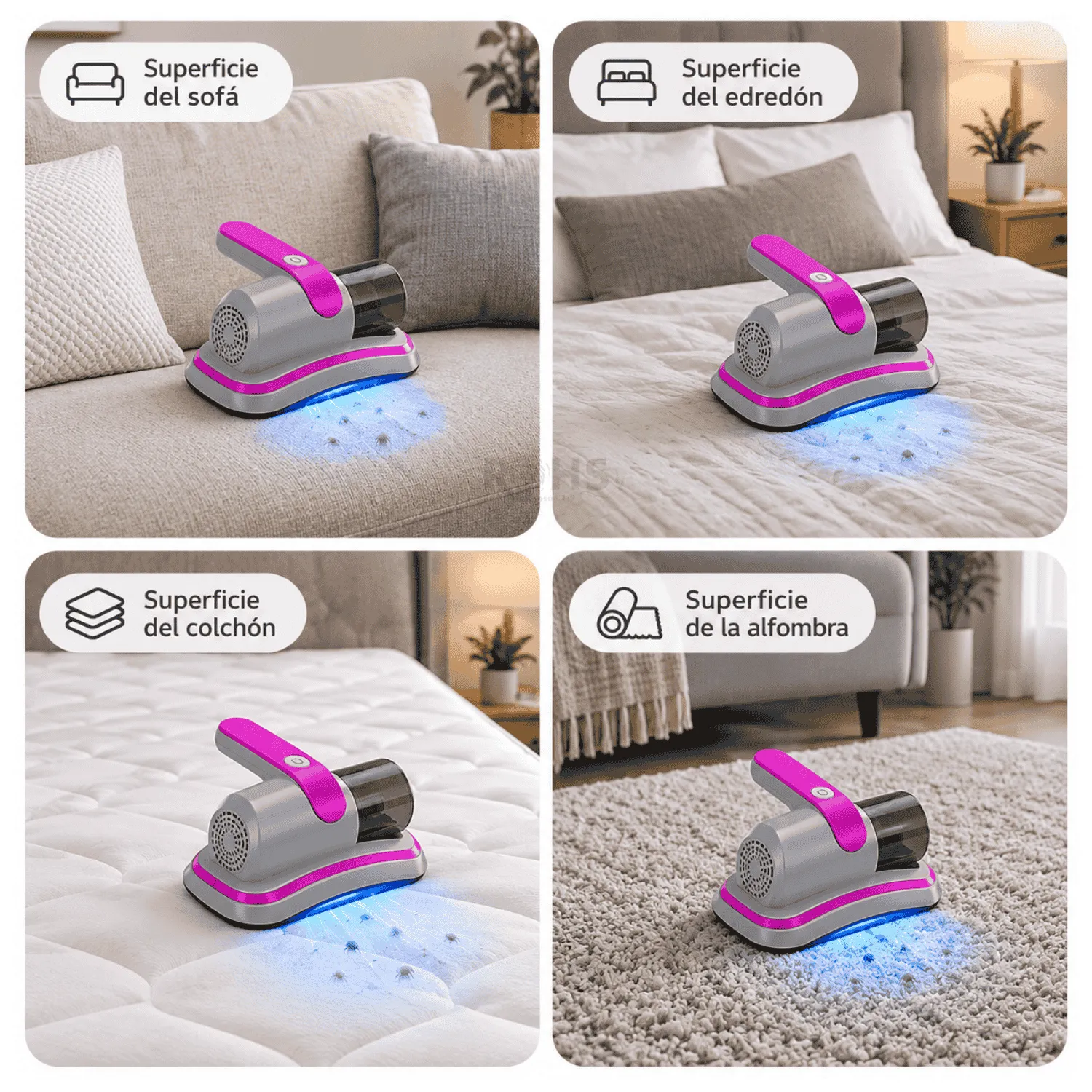 ASPIRADORA INALÁMBRICA ANTI ÁCAROS DE MANO CON LUZ UV PORTÁTIL PARA COLCHÓN Y SOFÁ - 5