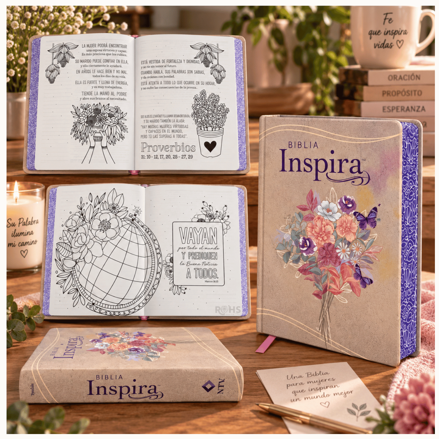 BIBLIA INSPIRA NTV CON FILAMENT - EDICIÓN ACUARELA ROSA PARA COLOREAR, LECTURA, ESTUDIO Y DEVOCIONAL - 3