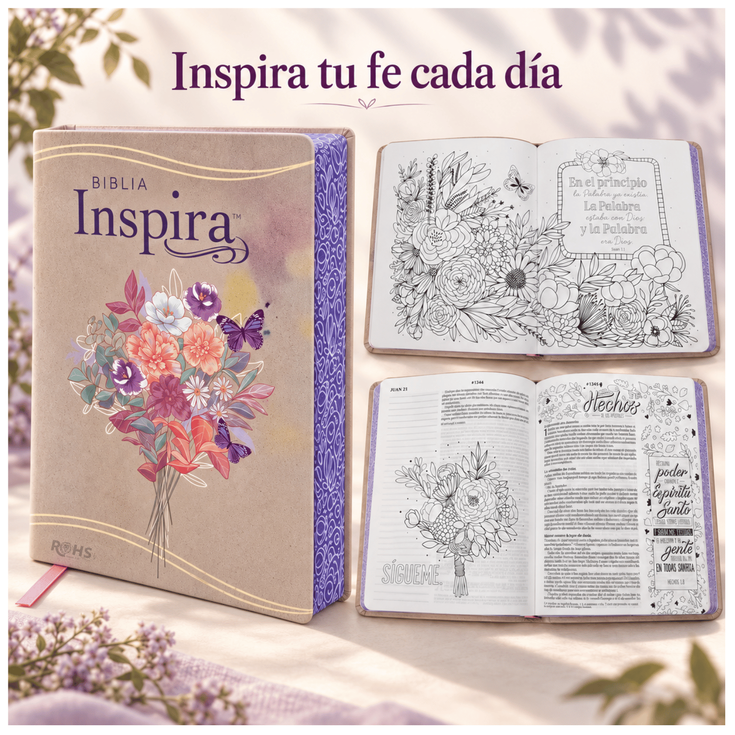 BIBLIA INSPIRA NTV CON FILAMENT - EDICIÓN ACUARELA ROSA PARA COLOREAR, LECTURA, ESTUDIO Y DEVOCIONAL - 6