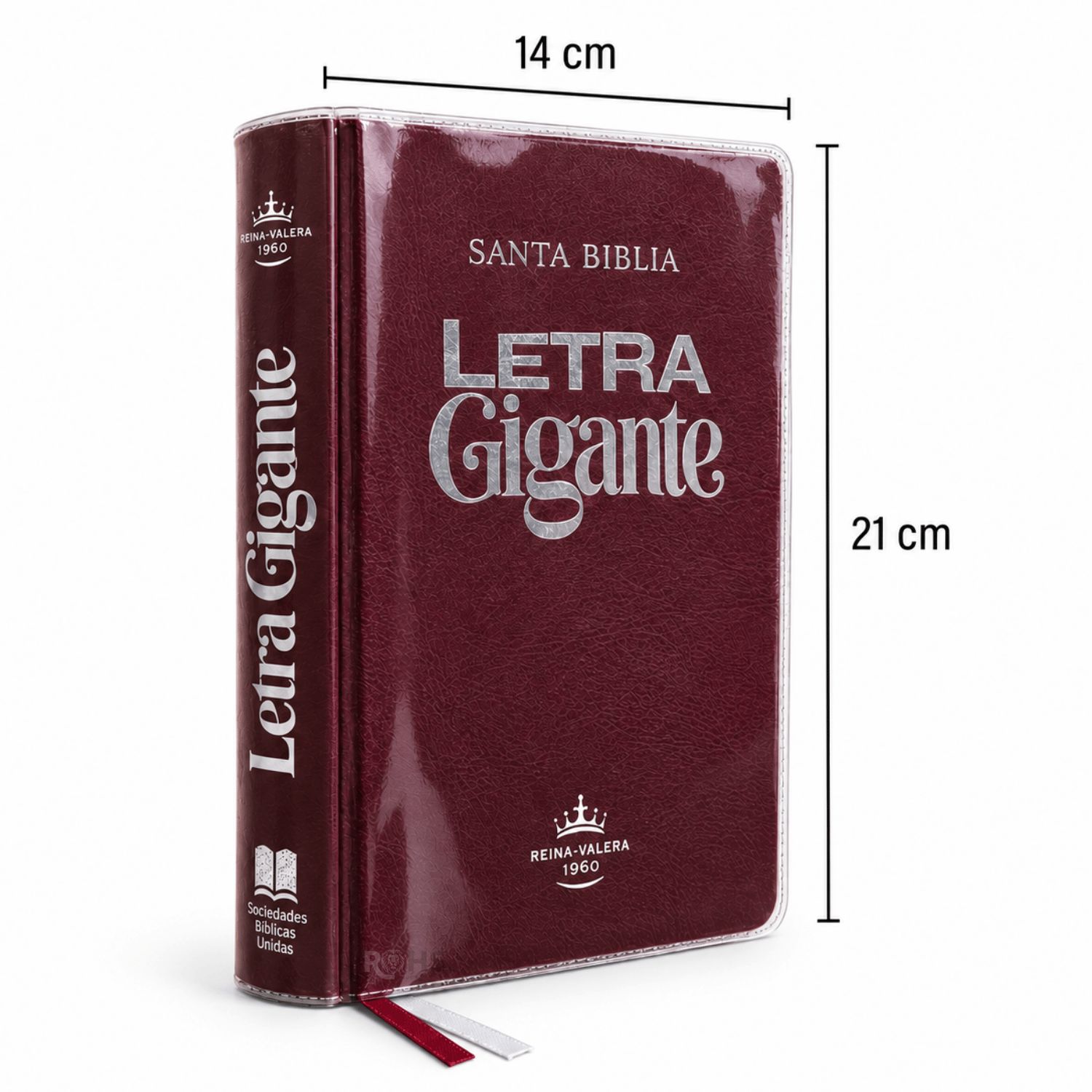 BIBLIA REINA VALERA 1960 - LETRA GIGANTE 14 PUNTOS, COLOR VINO + TABS Y FORRO TRANSPARENTE - 4