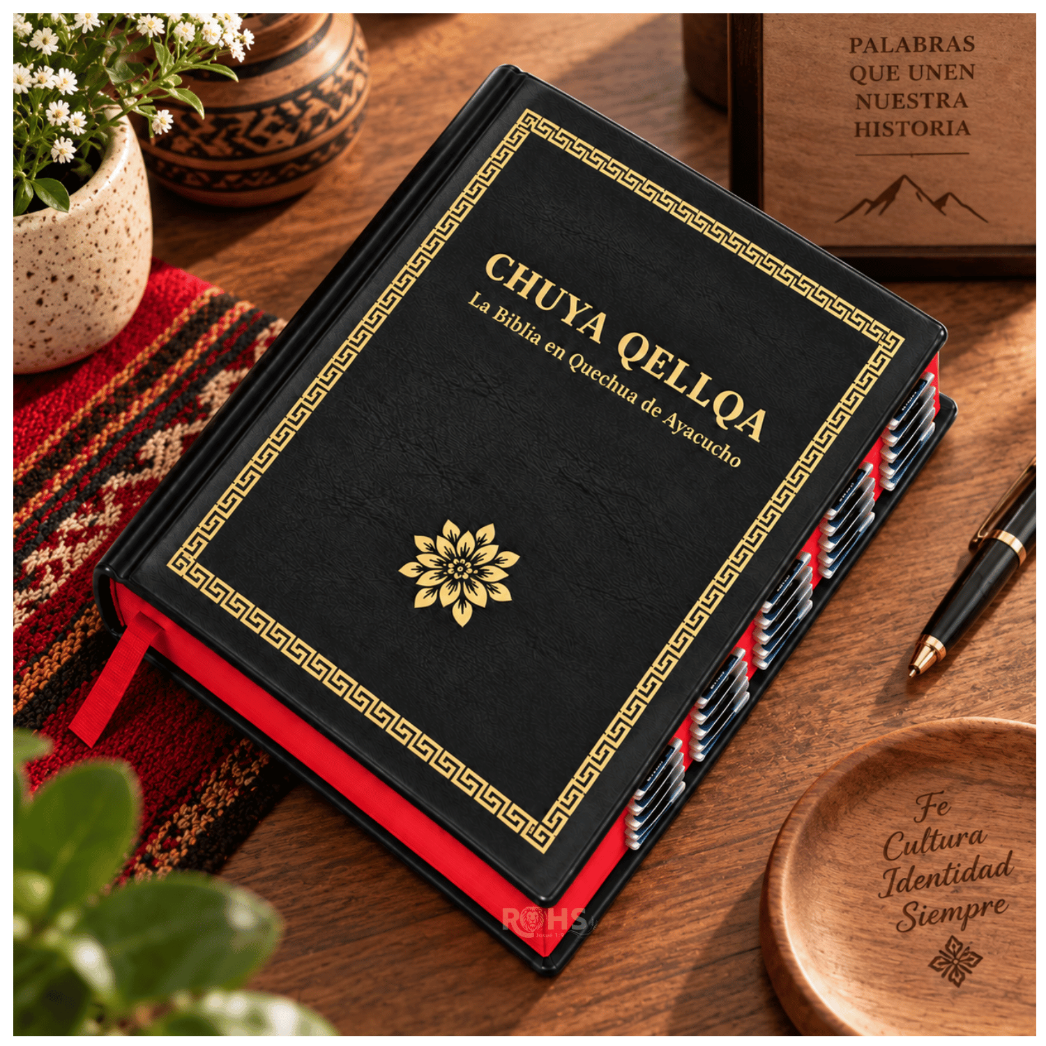 BIBLIA “CHUYA QELLQA” EN QUECHUA AYACUCHANO - TAPA NEGRA + PESTAÑAS E ÍNDICES - 1