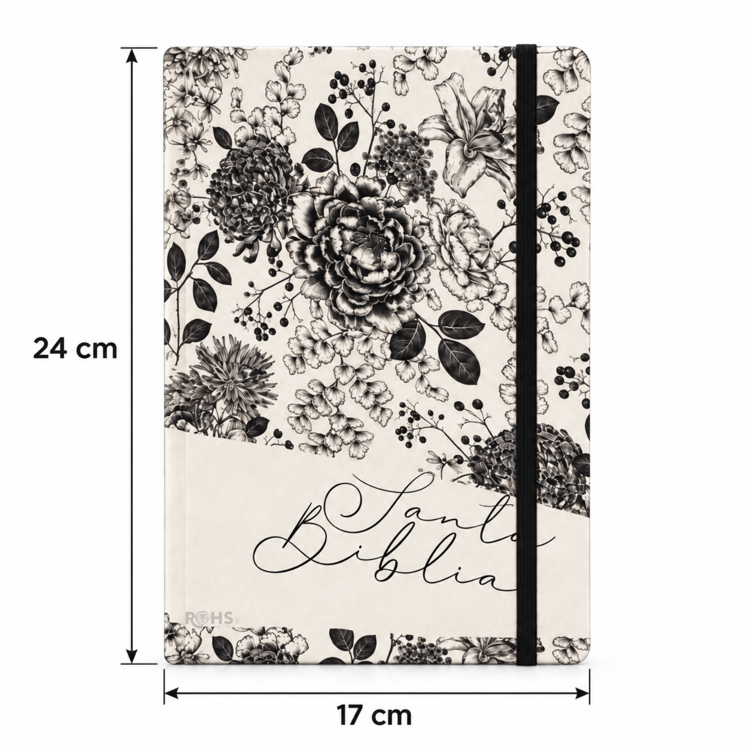 BIBLIA DE APUNTES REINA VALERA 1960 - EDICIÓN FLORAL BLANCO Y NEGRO, TAPA DURA CON AMPLIO MARGEN - 2