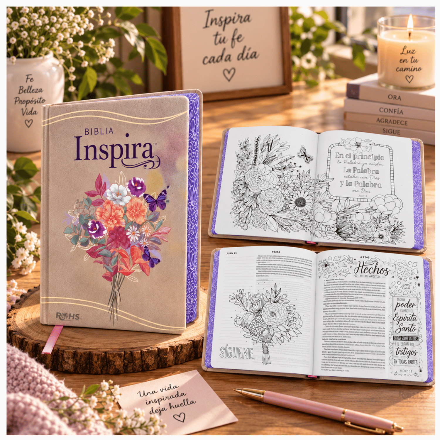 BIBLIA INSPIRA NTV FILAMENT - EDICIÓN ACUARELA ROSA PARA COLOREAR, ESCRIBIR Y REFLEXIONAR - 1