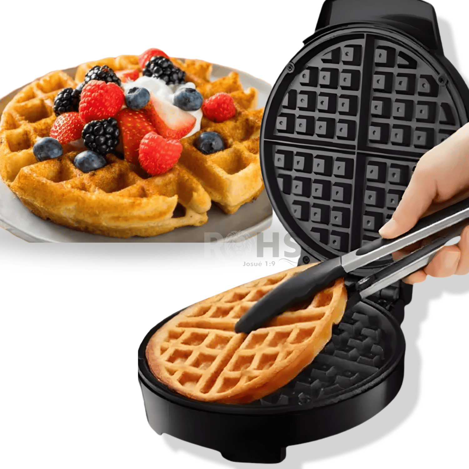 WAFFLERA ELÉCTRICA BOMA 1200W ANTIADHERENTE CON TERMOSTATO AJUSTABLE - 1